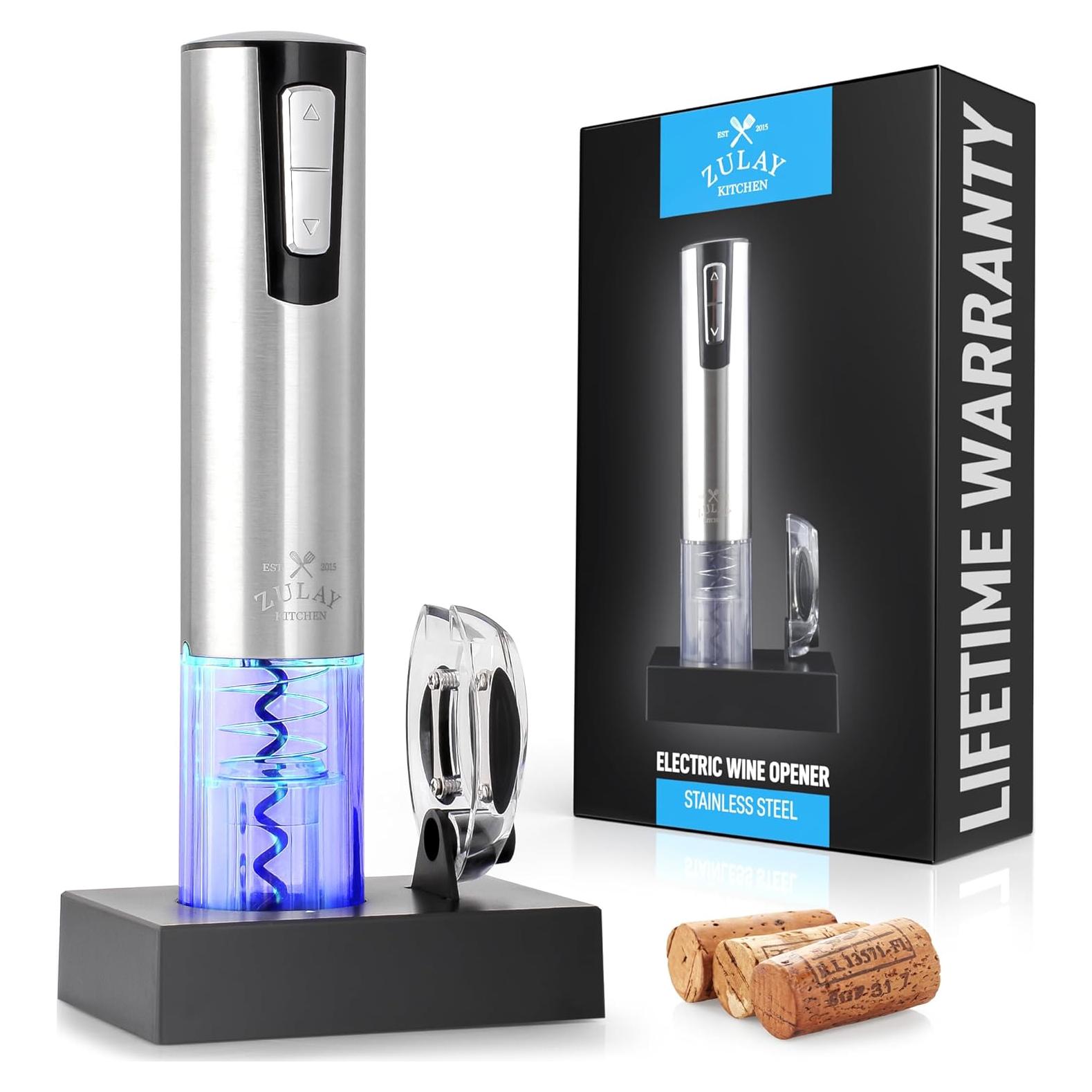 Abridor de Vino Eléctrico Zulay Kitchen Recargable 3 en 1