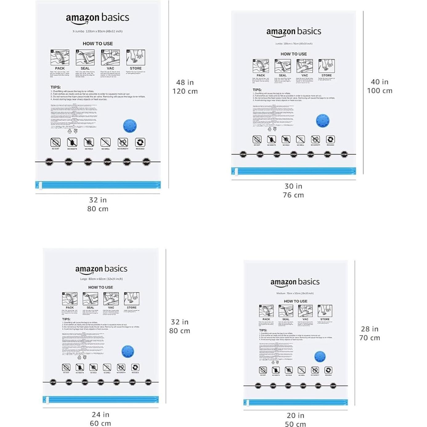 Bolsas de Almacenamiento al Vacío Amazon Basics 12 Piezas