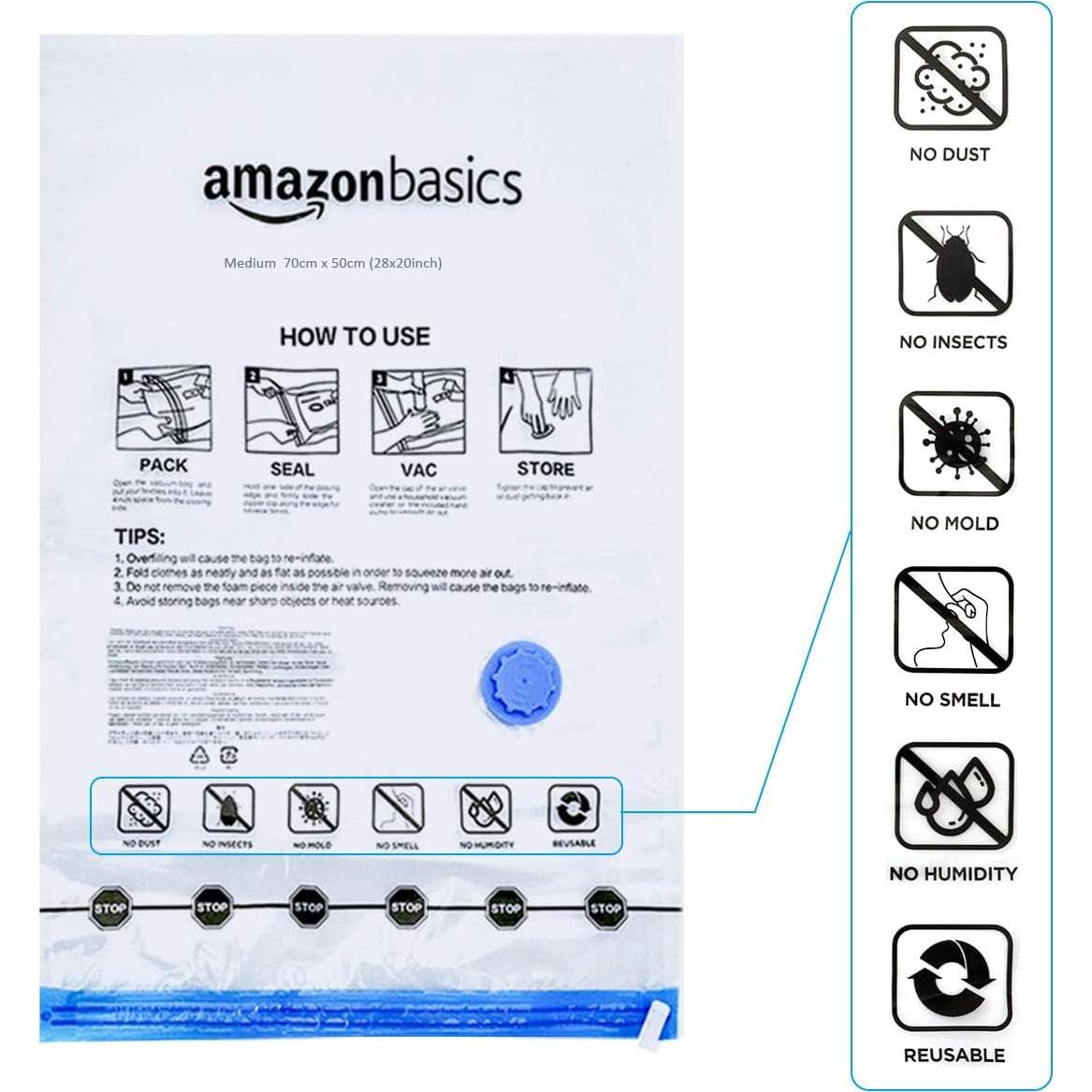 Bolsas de Almacenamiento al Vacío Amazon Basics 12 Piezas