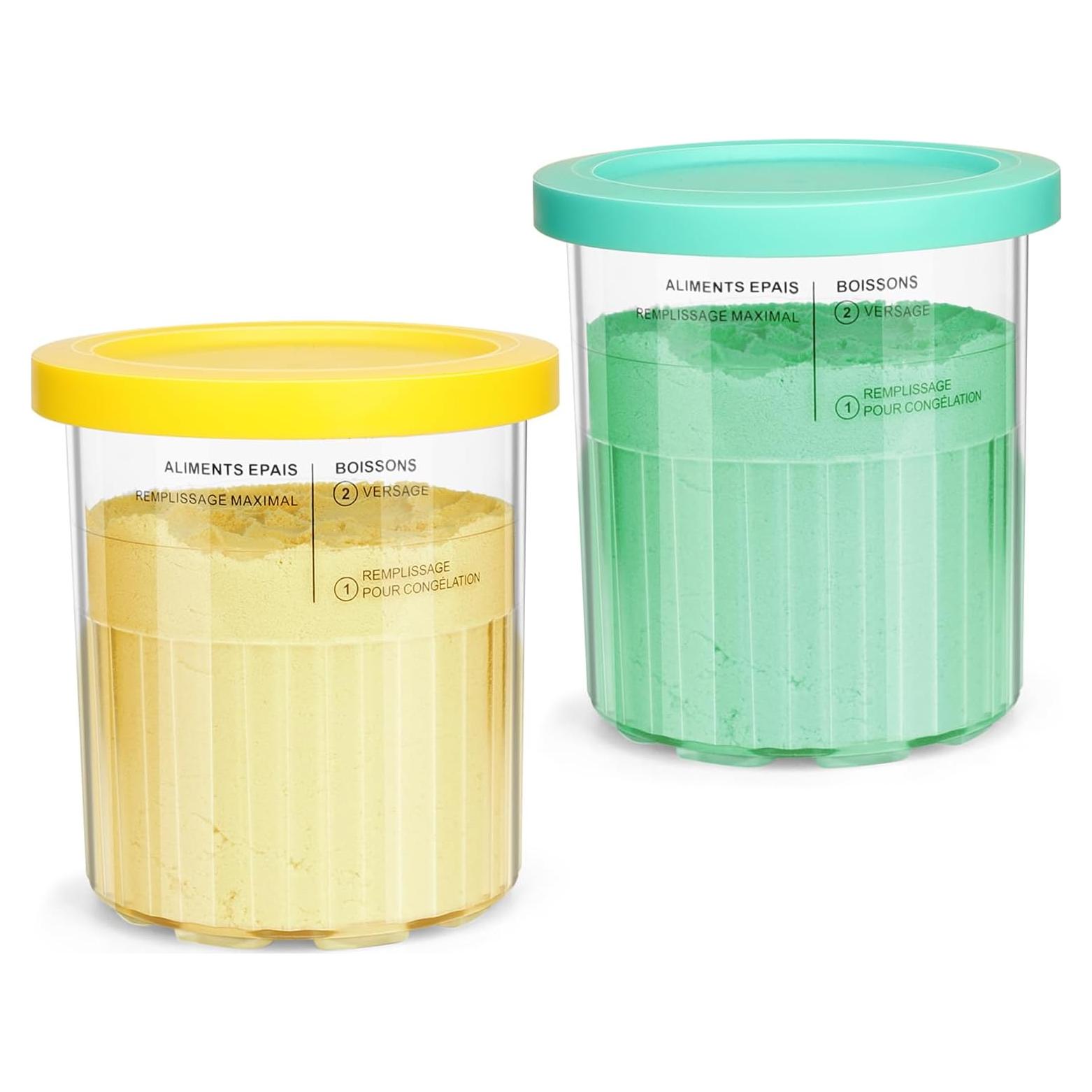 Pints de Helado Ninja Creami Deluxe 24 oz 2 Pack Azul/Amarillo