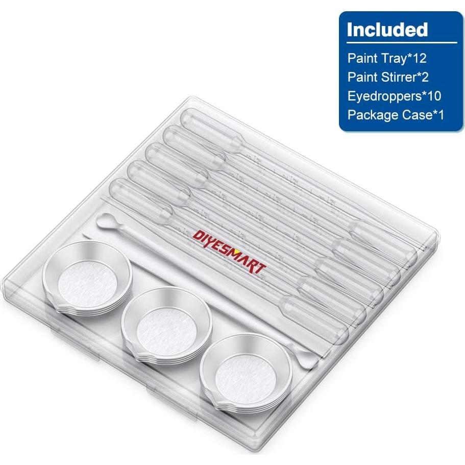 DIYESMART Juego de 12 bandejas y 10 goteros para pintura