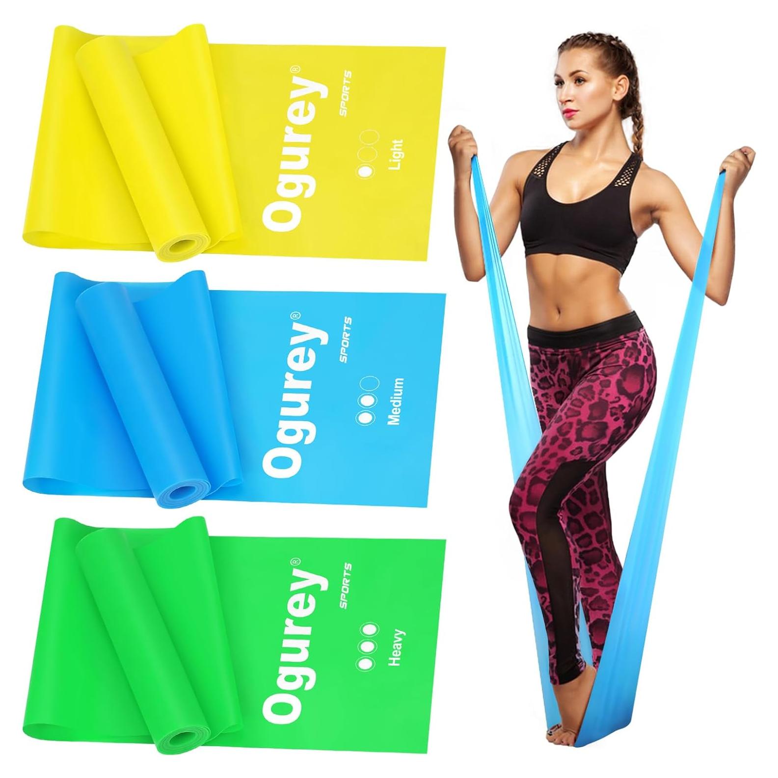 Bandas de Resistencia Ogurey - 3 Niveles para Ejercicio y Rehabilitación