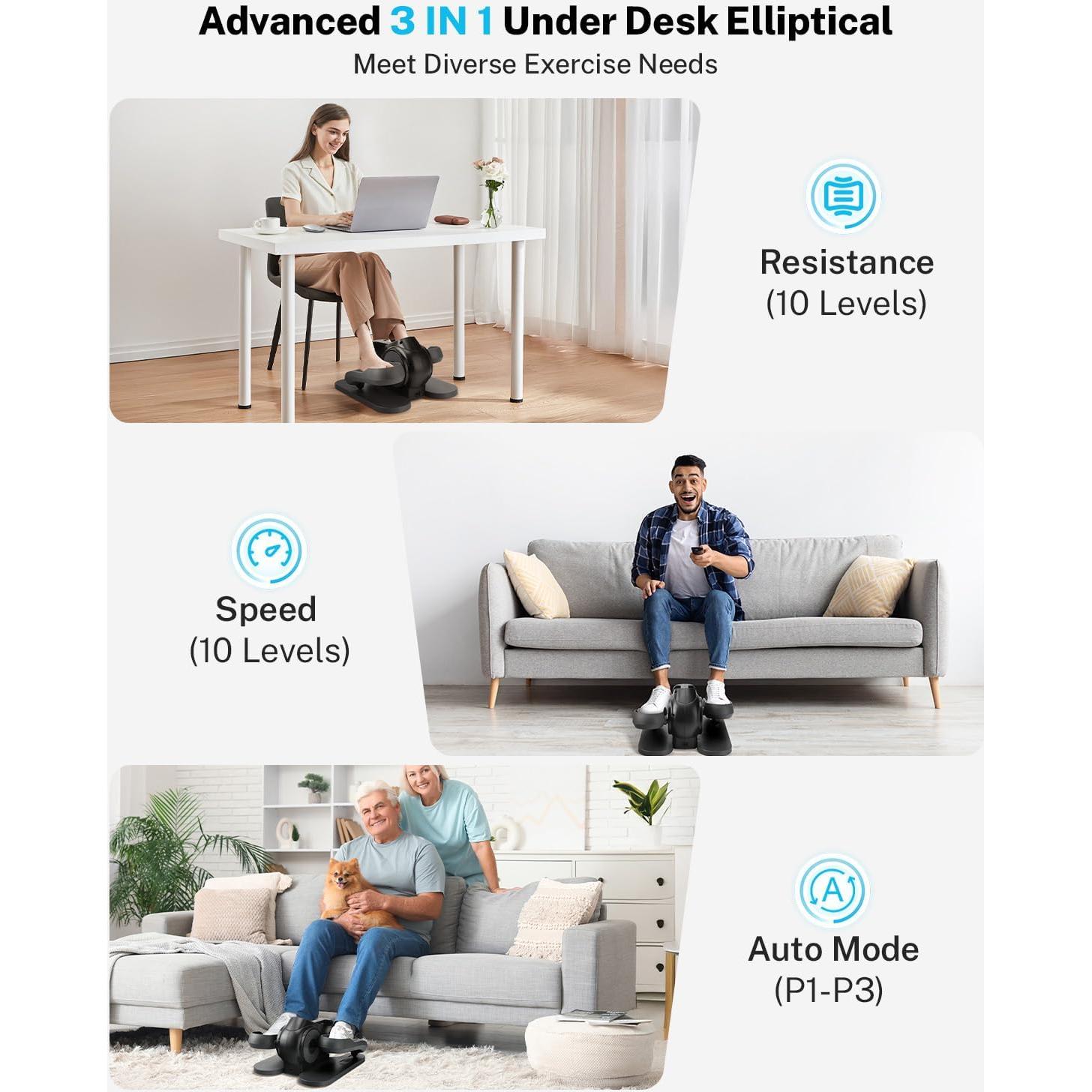 Gonex Máquina Elíptica Bajo Escritorio para Ejercicio 10 Niveles