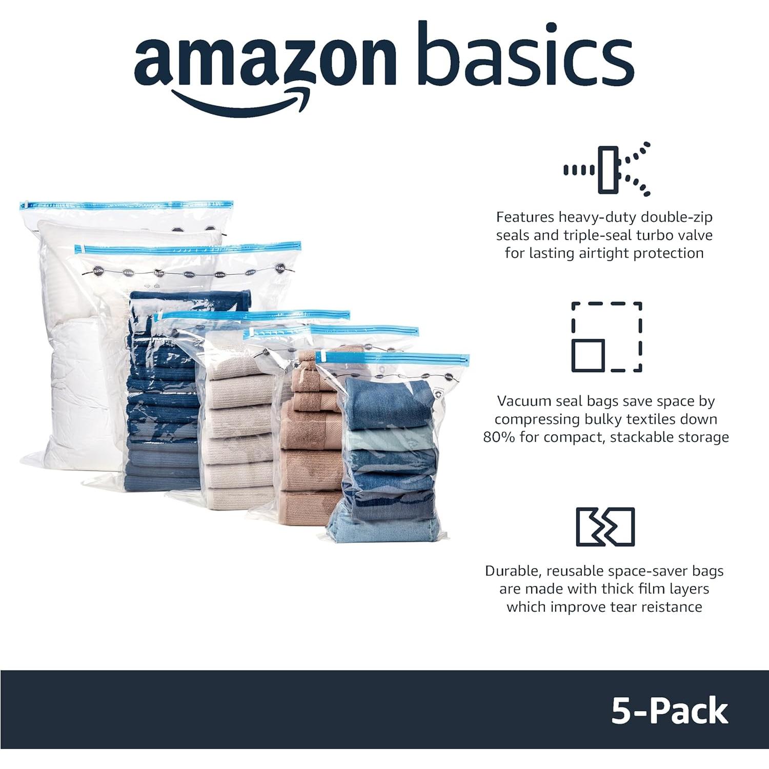Bolsas de Almacenamiento al Vacío Amazon Basics 5 Pzas Grande