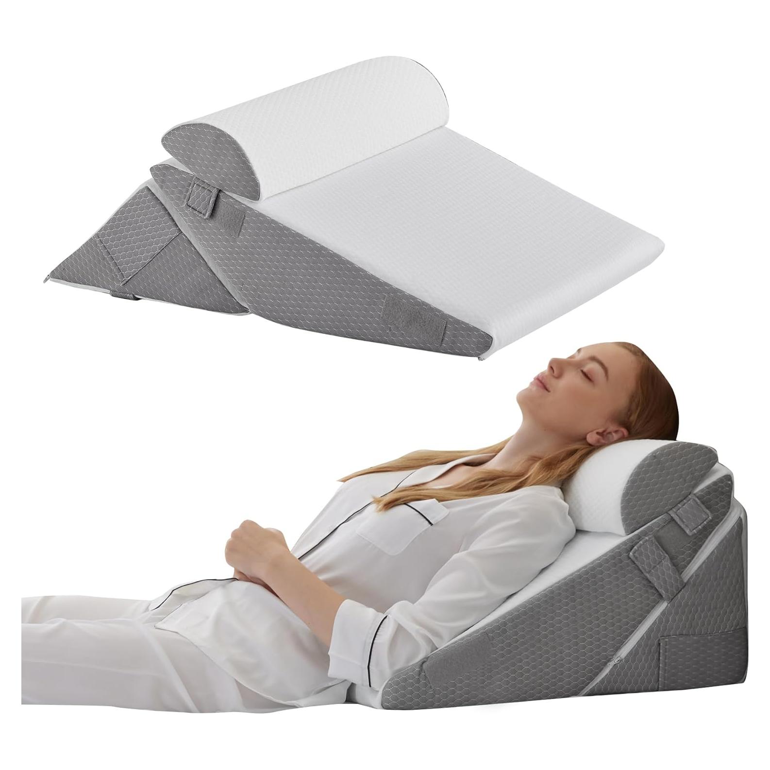 Cojín en cuña 3 piezas Bedluxe ajustable para reflujo