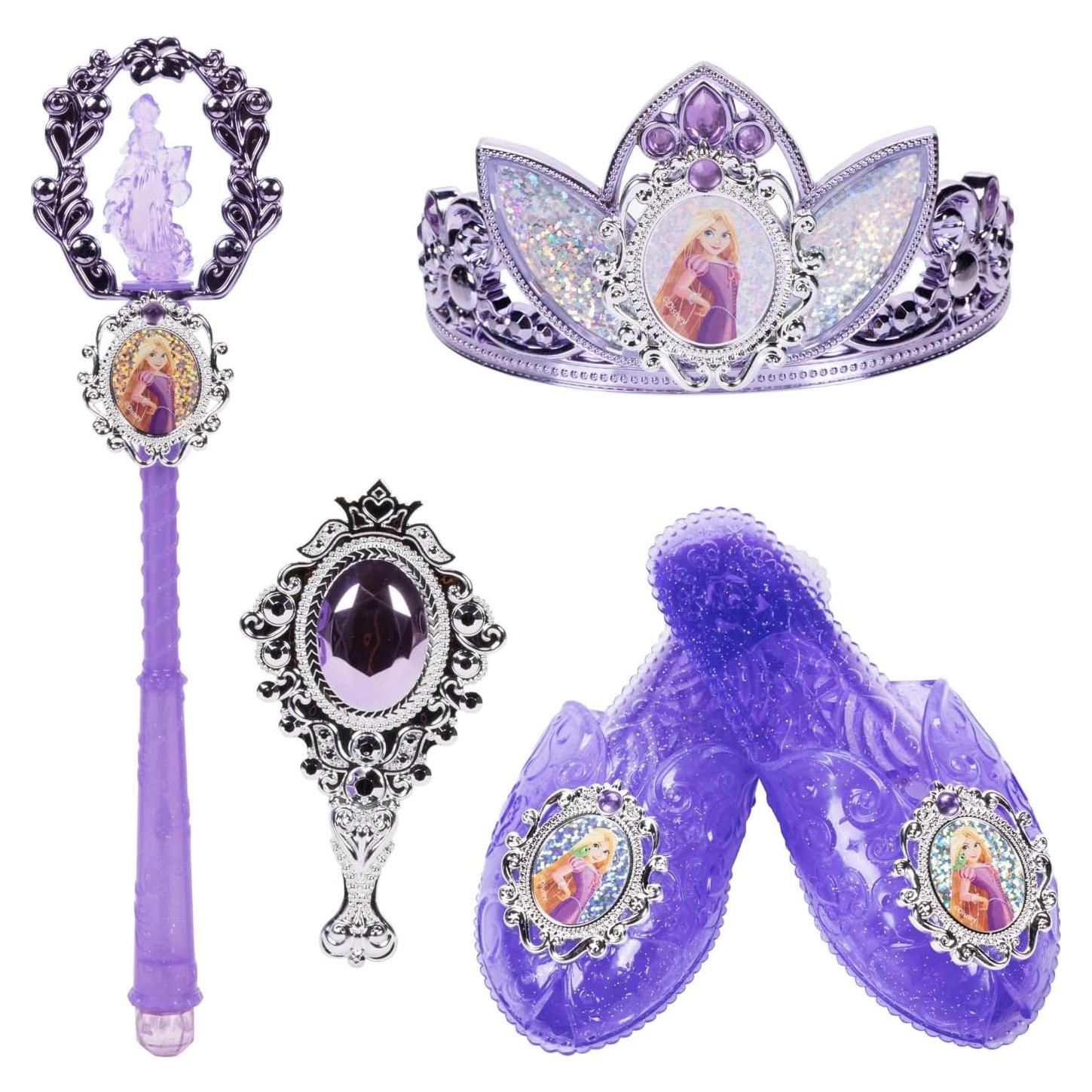 Conjunto de Disfraz Princesa Disney Rapunzel - Tiara, Varita, Zapatos y Cepillo
