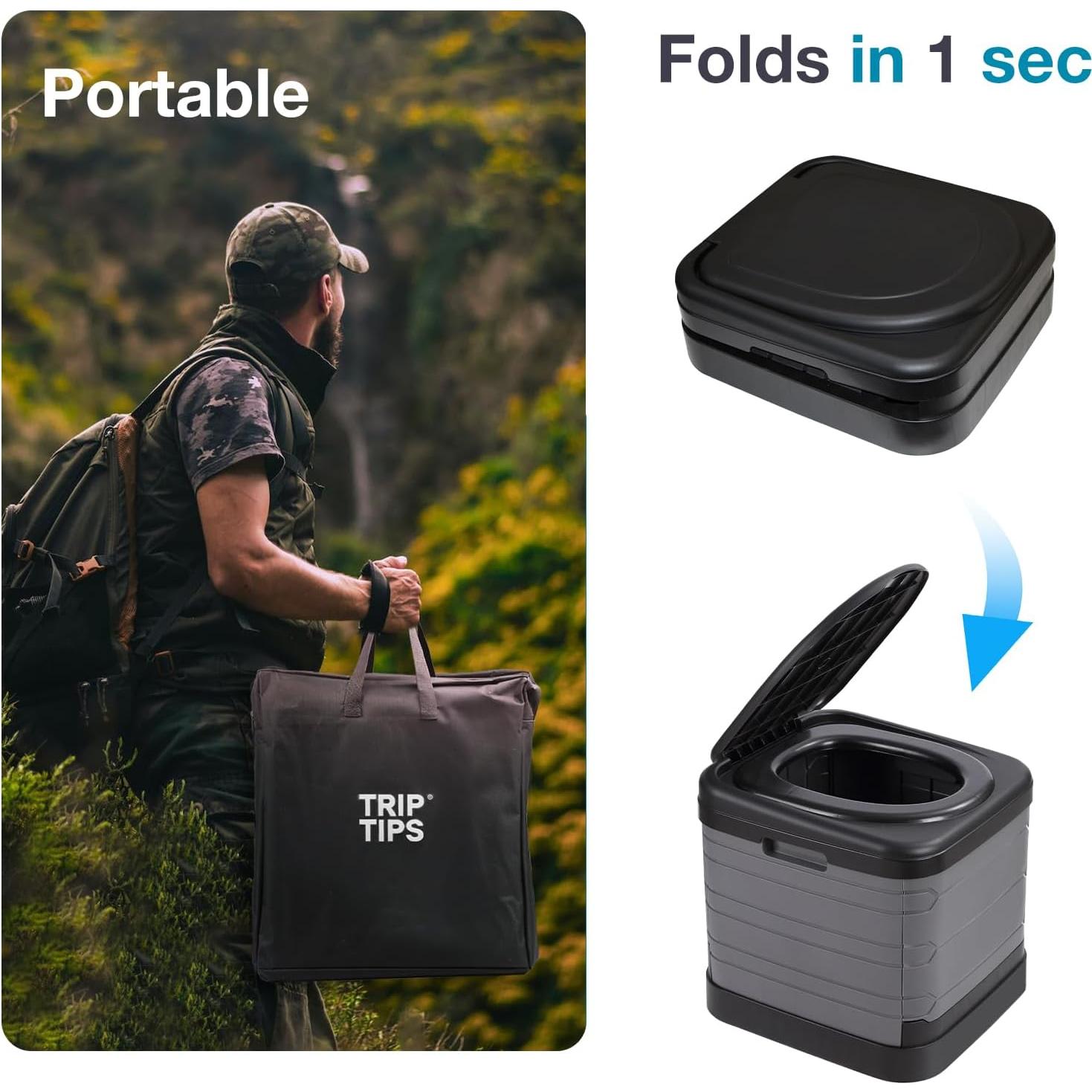 Inodoro Portátil TRIPTIPS Extra Grande Plegable para Camping
