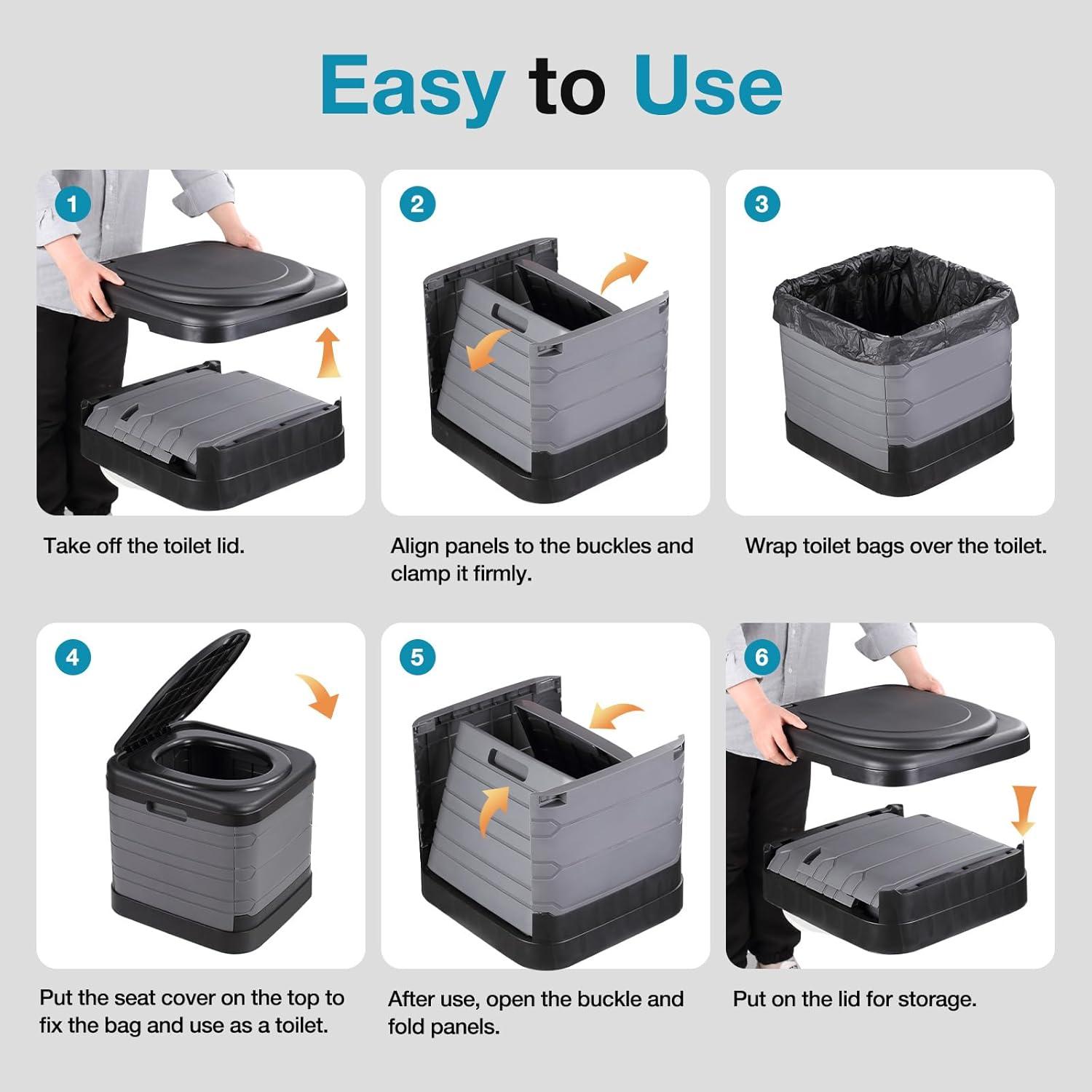 Inodoro Portátil TRIPTIPS Extra Grande Plegable para Camping