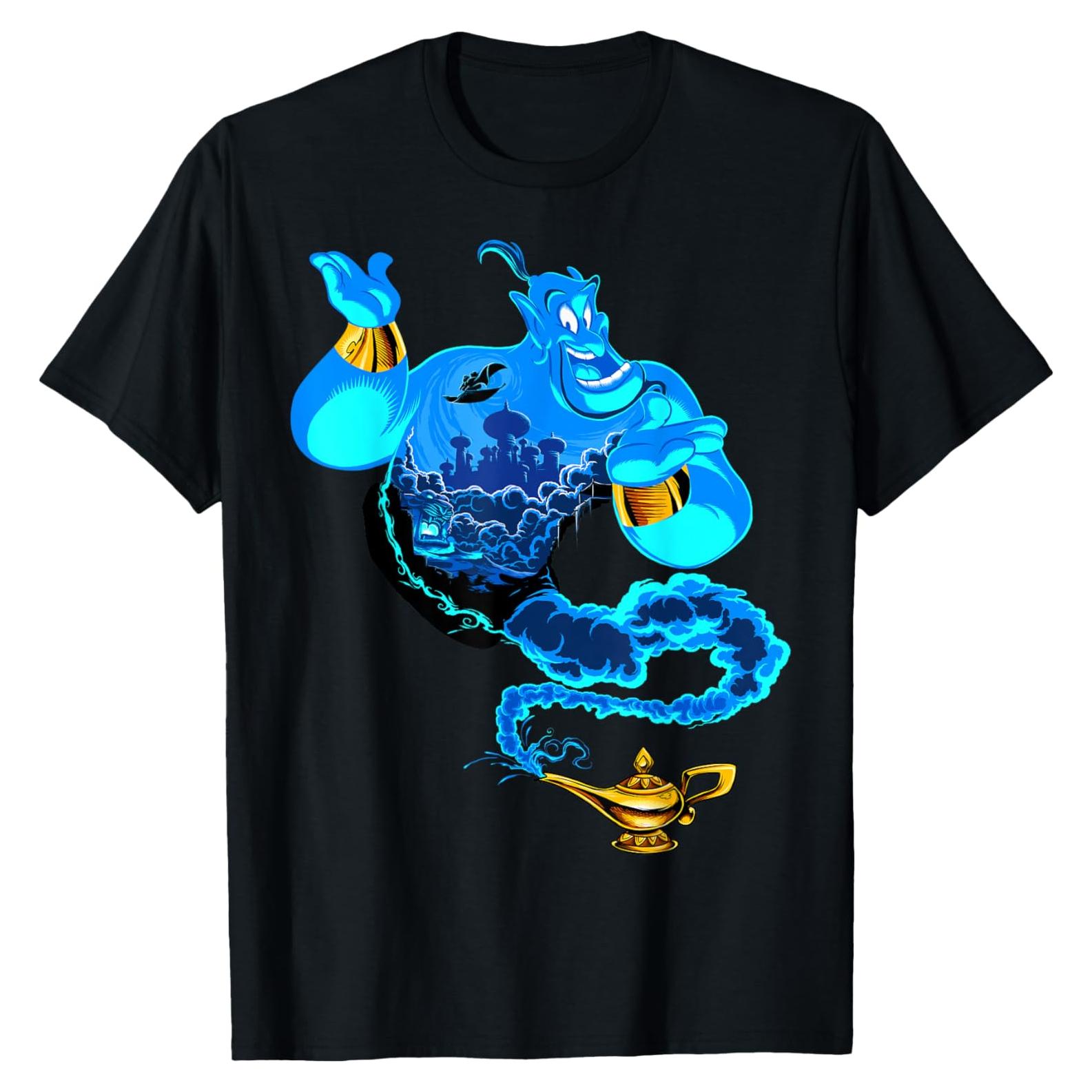 Camiseta Aladino Disney Hombre Negro Pequeño Ajuste Clásico