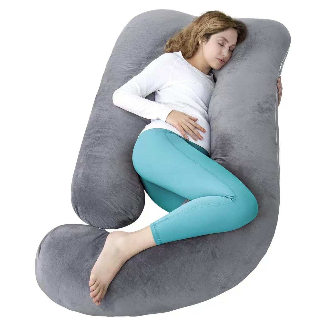 Almohada de Embarazo AMCATON 150 cm Terciopelo Gris