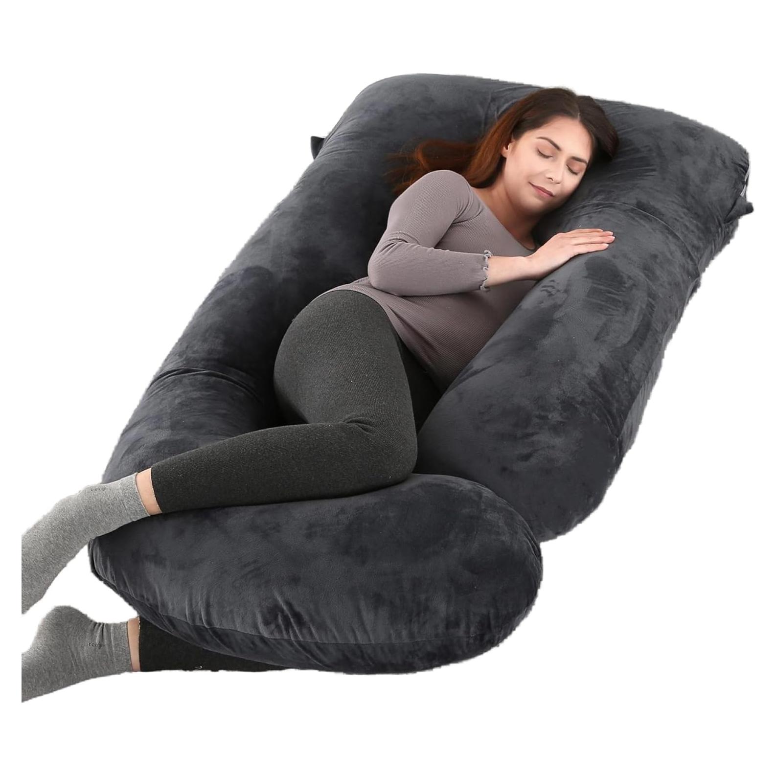 Almohada de Embarazo ALLOPERA Jshape 144,78 cm Terciopelo
