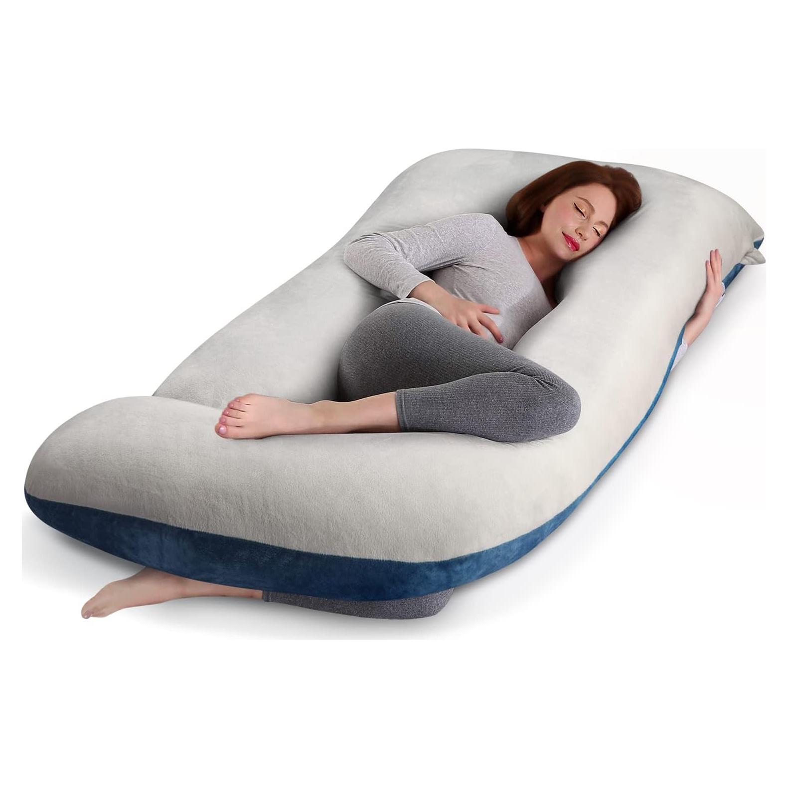 Almohada de Maternidad Cauzyart 144 cm Terciopelo Gris/Azul