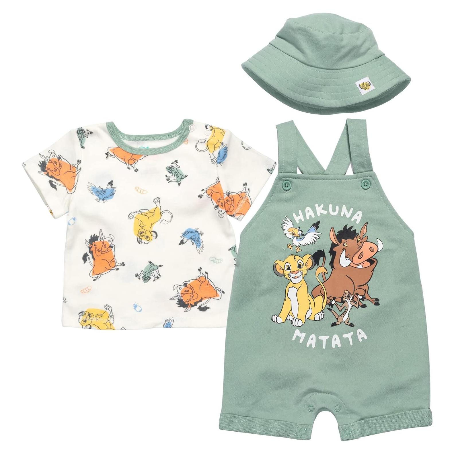 Conjunto 3 Piezas Bebé Disney Mickey Overoles Cortos