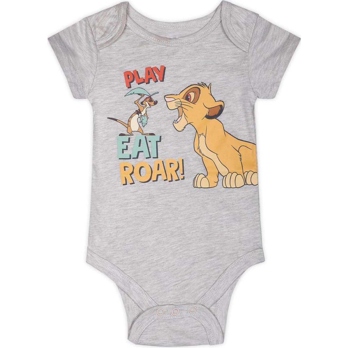 Conjunto 5 Bodies Bebé Disney Mickey, Rey León, Pooh