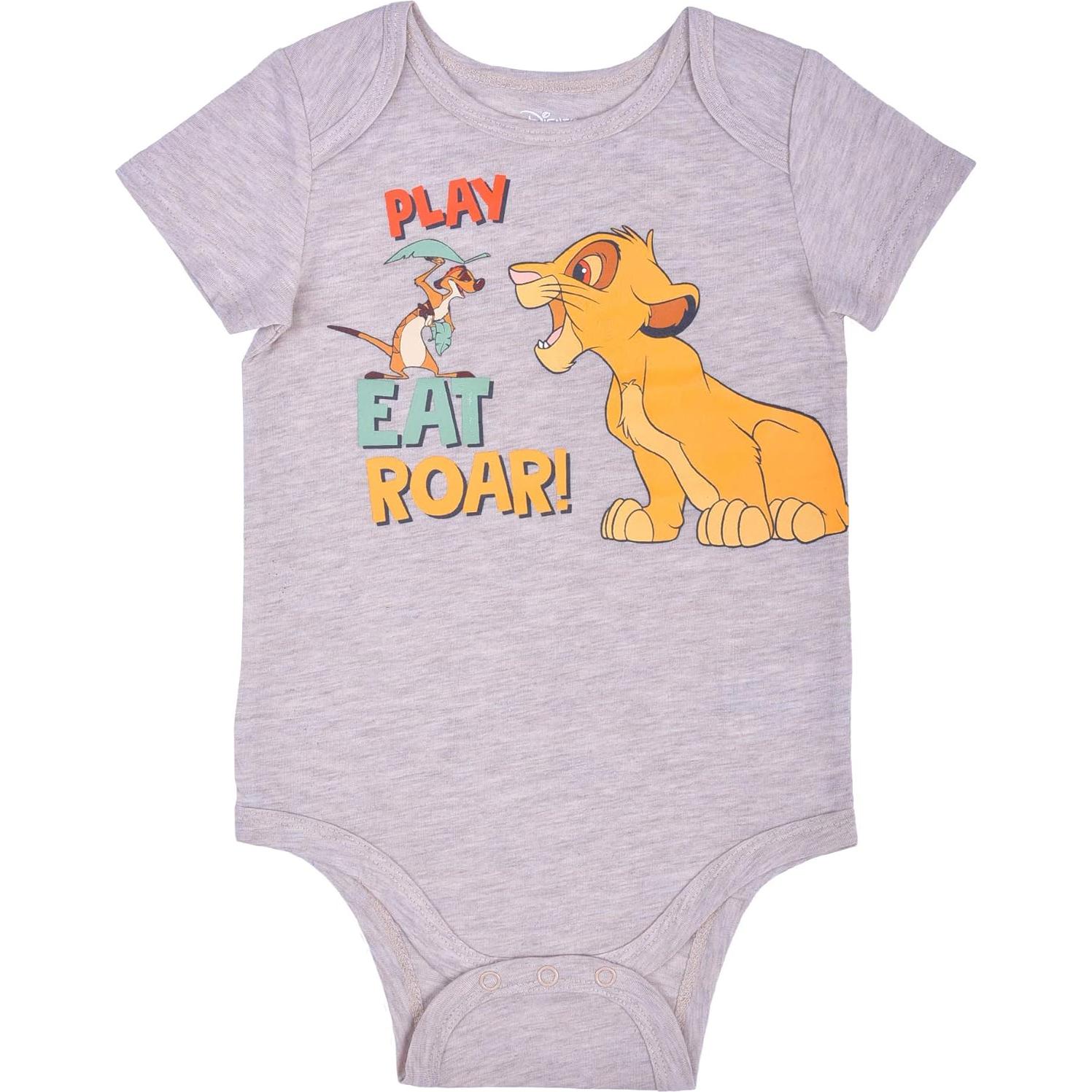 Conjunto 5 Bodies Bebé Disney Mickey, Rey León, Pooh