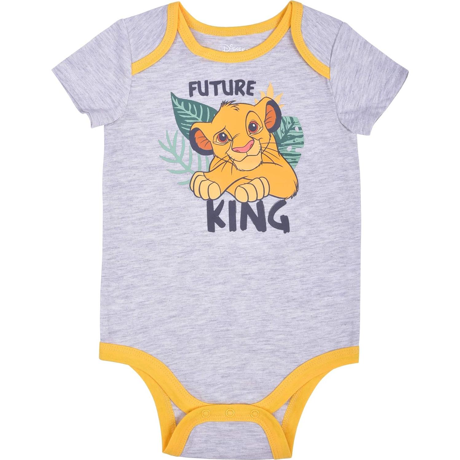 Conjunto 5 Bodies Bebé Disney Mickey, Rey León, Pooh