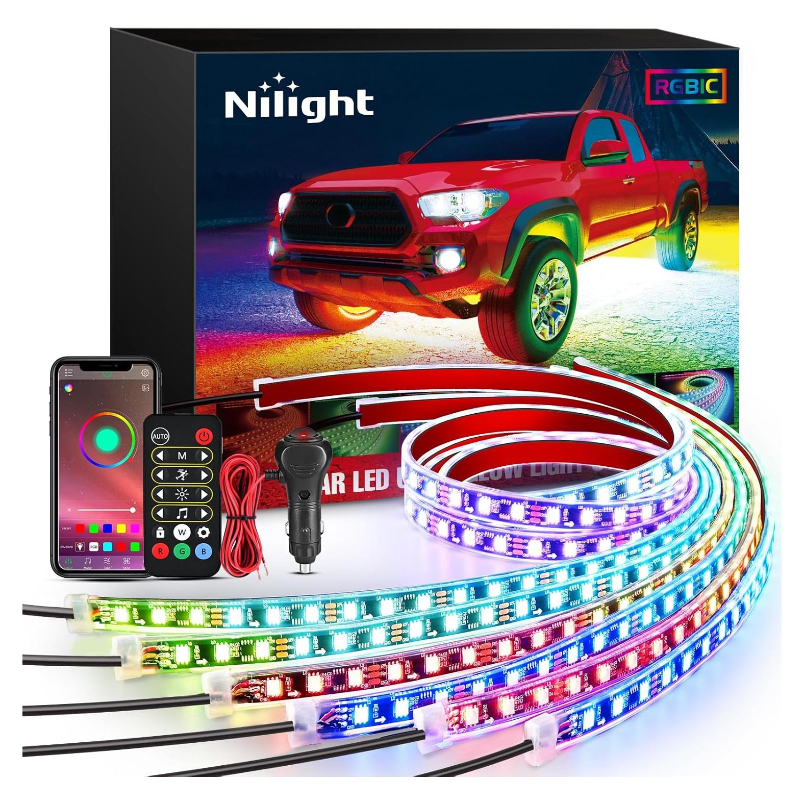 Luces de Tira LED Nilight 6Pcs RGB-IC para Coche 12V