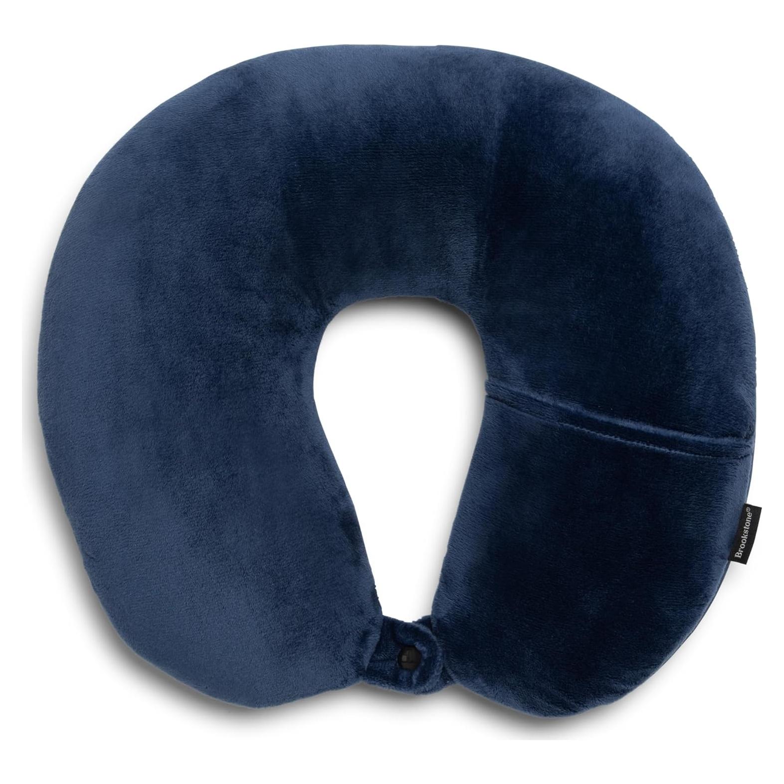 Almohada de Viaje Microperlas Brookstone Azul Soporte Cuello