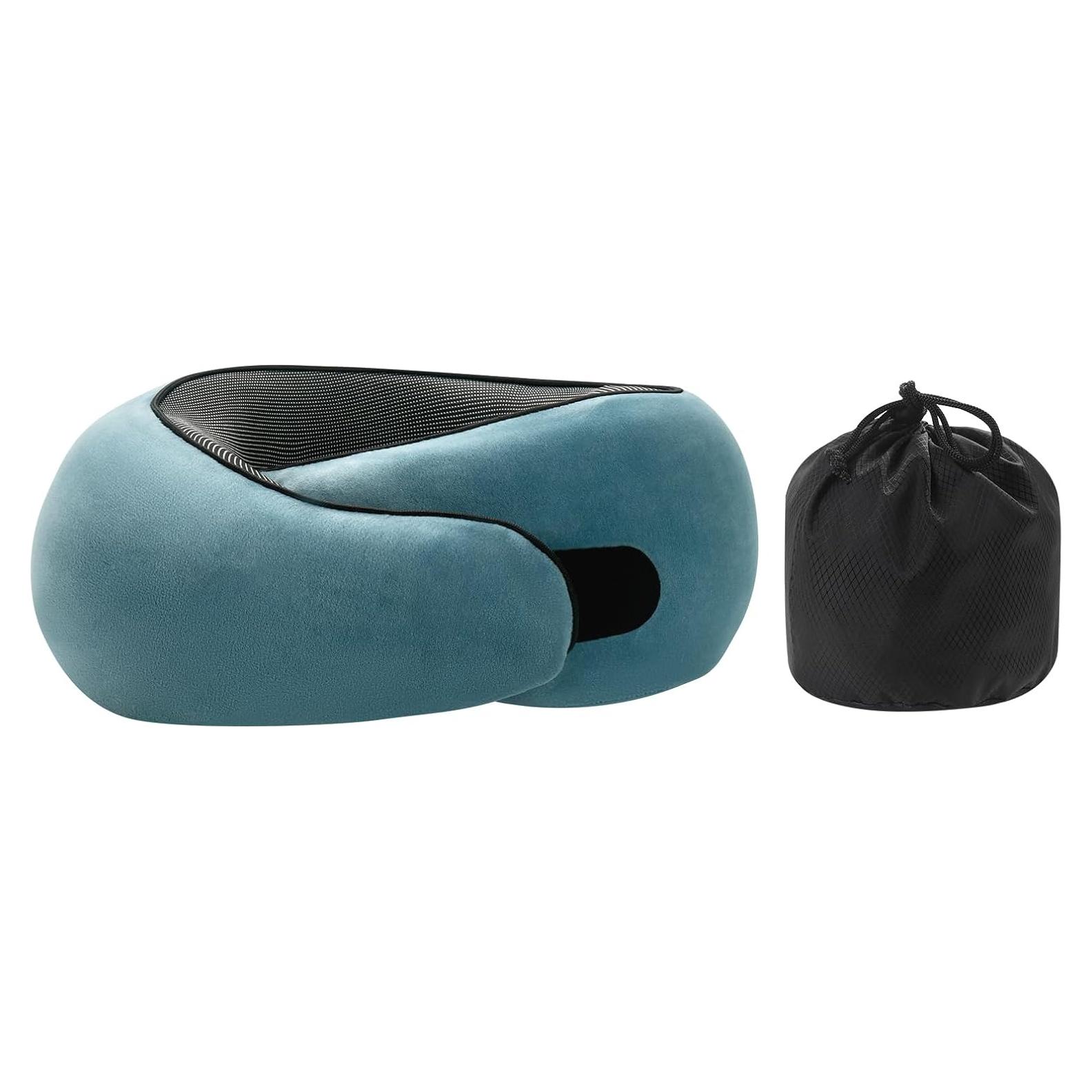 Almohada de Viaje Ajustable Genérico Espuma Memoria Azul