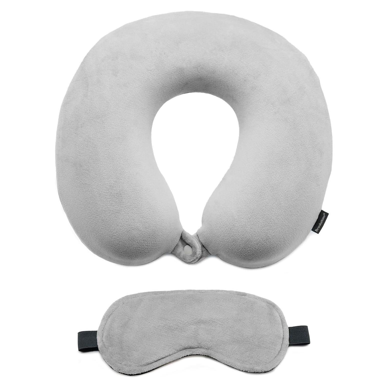 Almohada de Viaje Brookstone Espuma Viscoelástica Gris