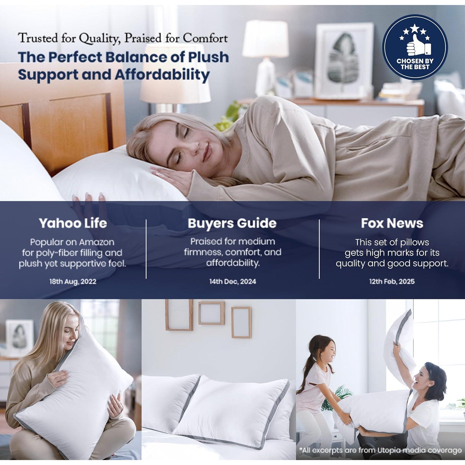 Almohadas Utopia Bedding Queen Juego de 2 Gris Refrigerantes