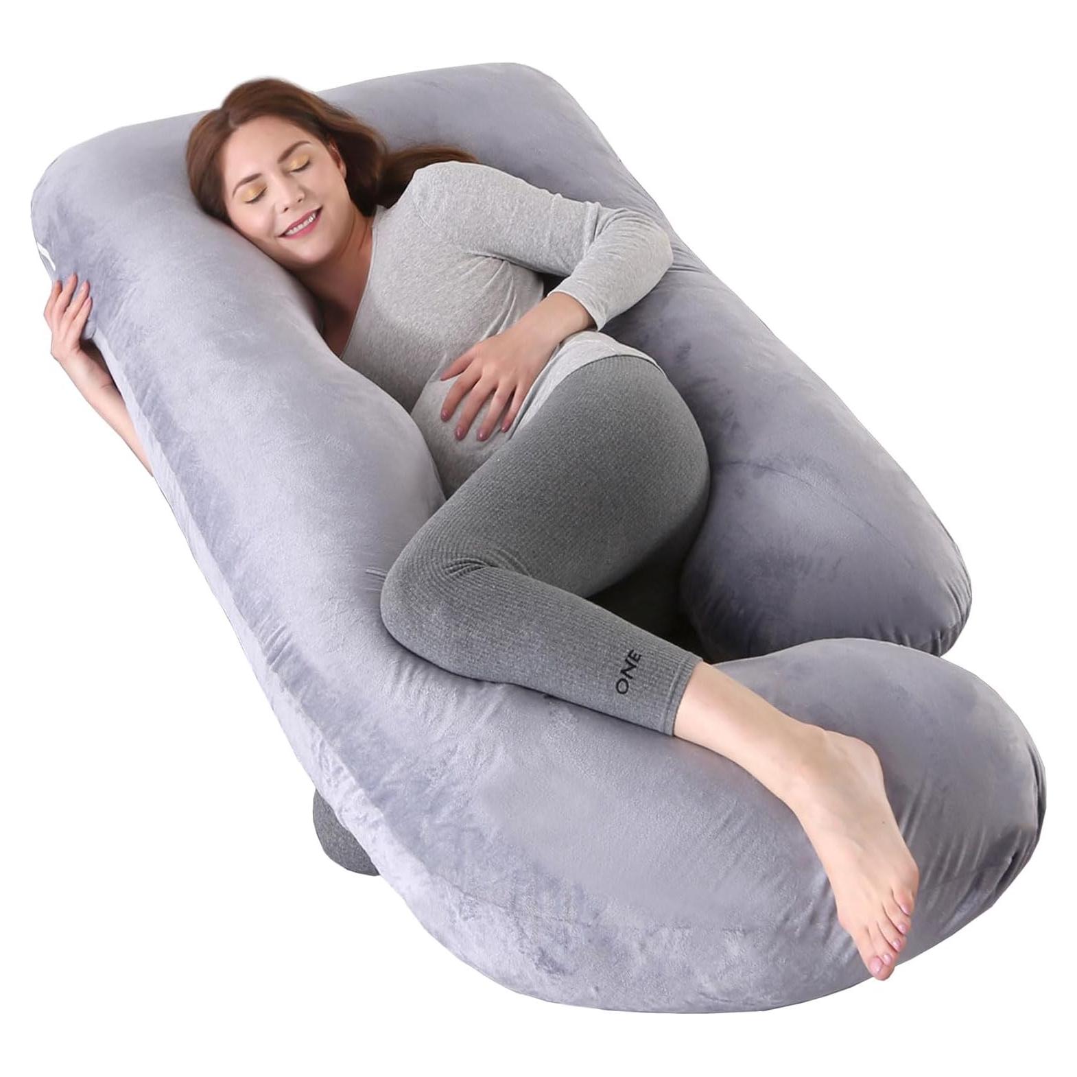 Cojín de Embarazo Eccn Gris U008 144.78 cm Funda Desmontable