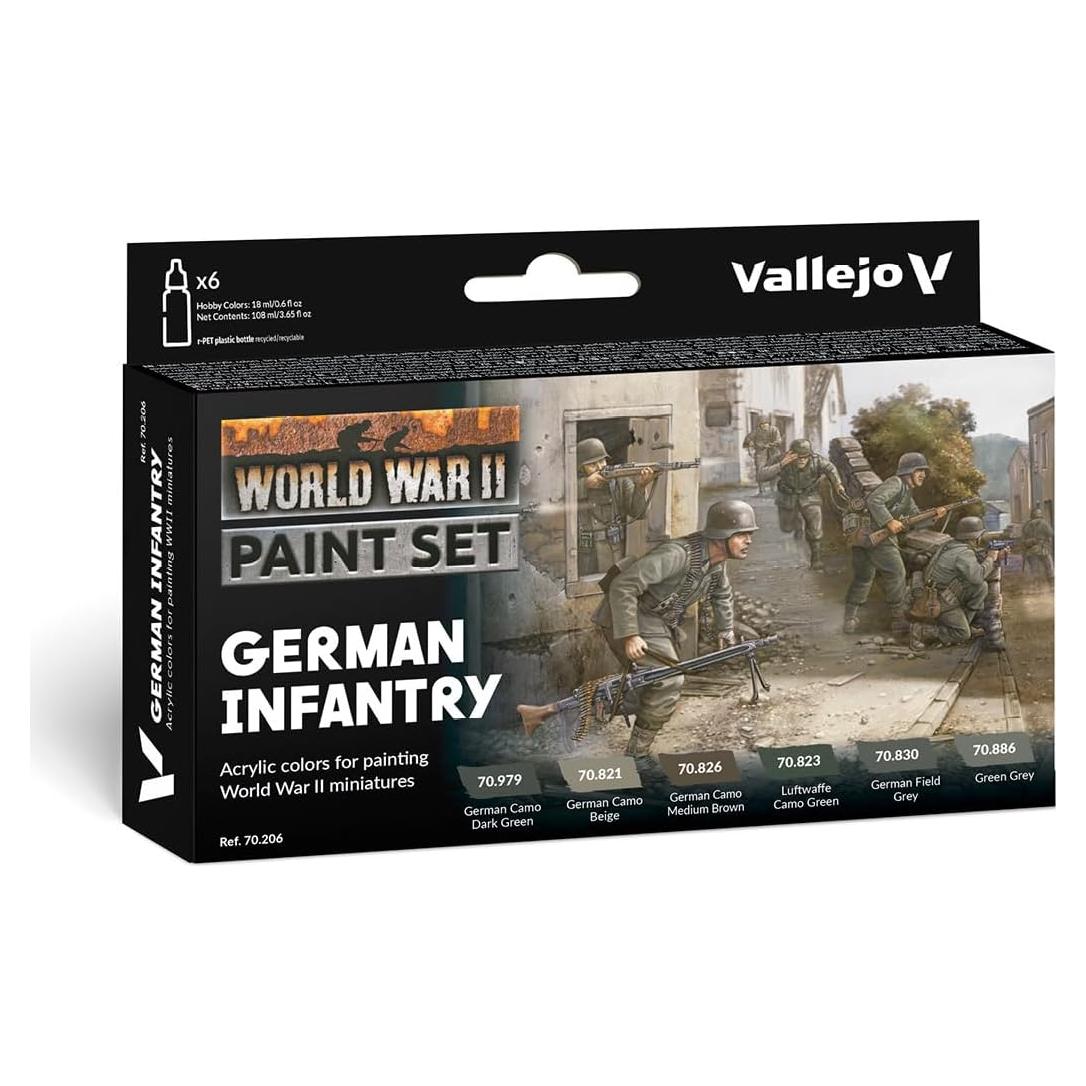 Set de Pintura Acrílica Vallejo Infantería Alemana WWII 6x18ml