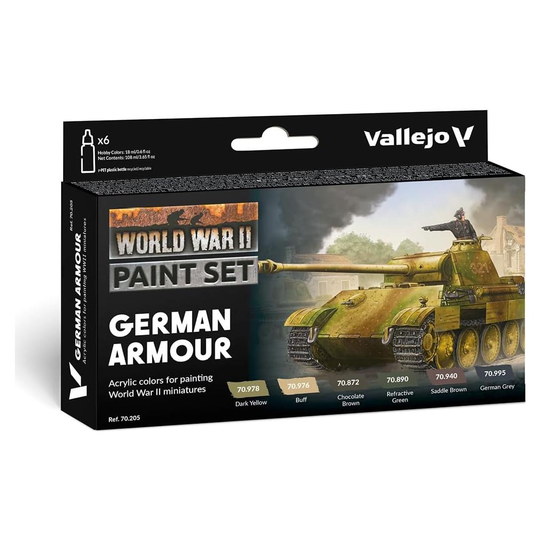 Conjunto de Pintura Acrílica Vallejo Blindaje Alemán WWII 6x17ml