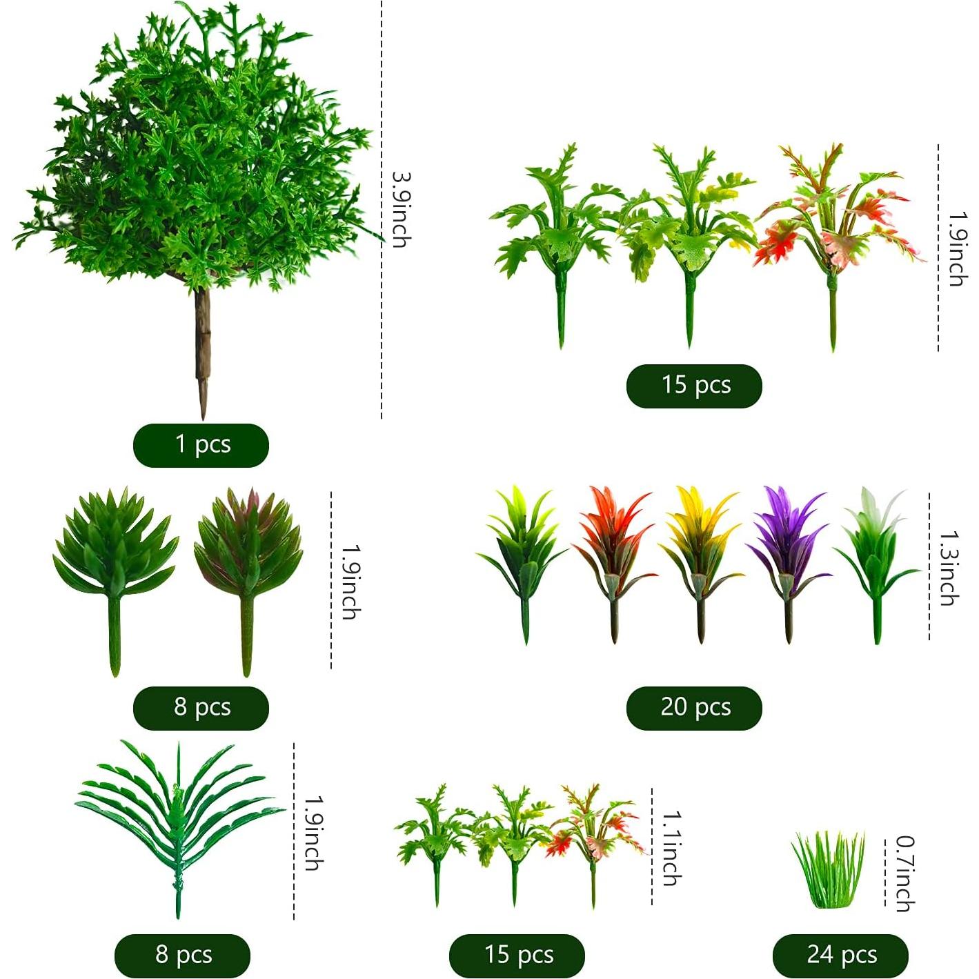 91 Árboles Miniatura Mezclados MYUE para Diorama y Ferrocarril