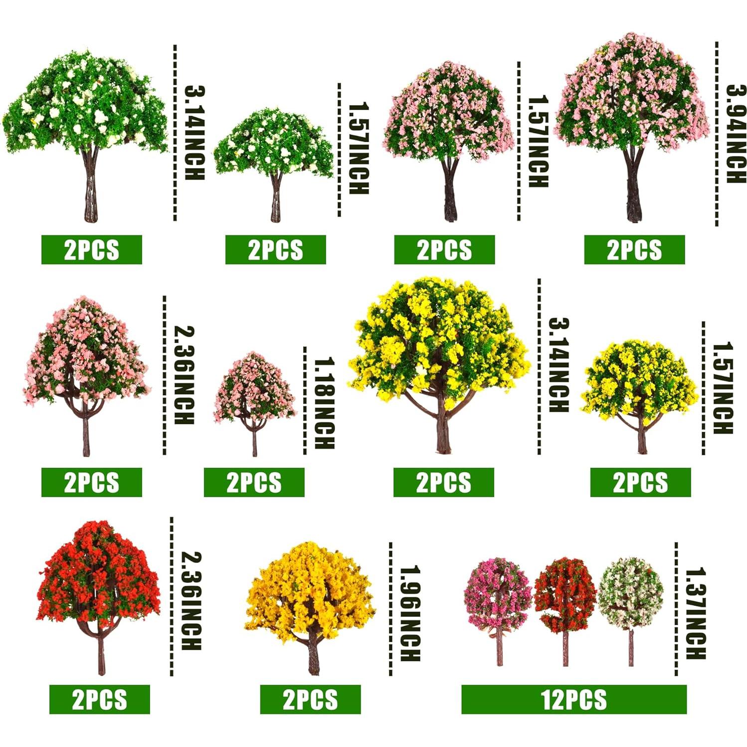 Conjunto de 32 Árboles Falsos MOMOONNON 3.5-10cm Verde