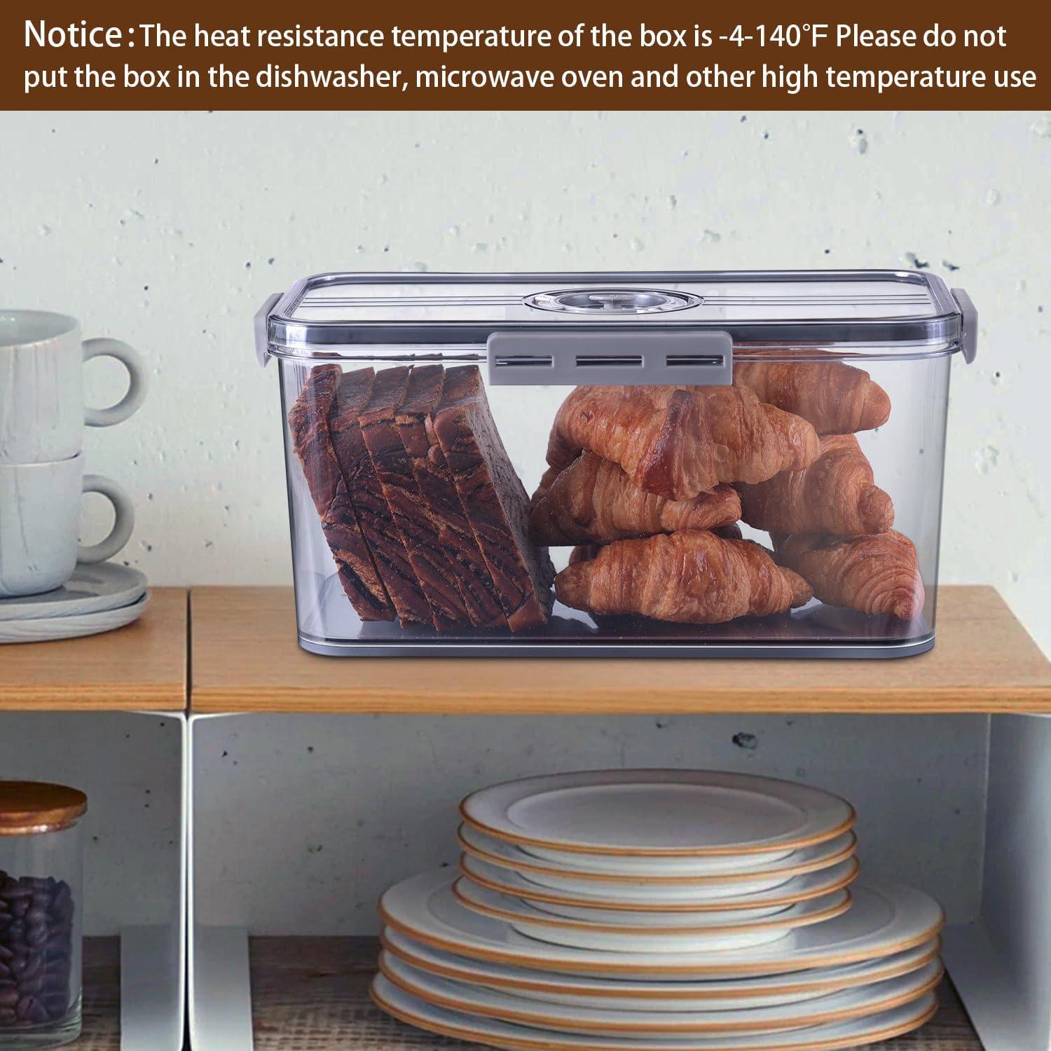 Caja de Pan Hermética Gifhomfix 30.48x15.24x15.75 cm Gris