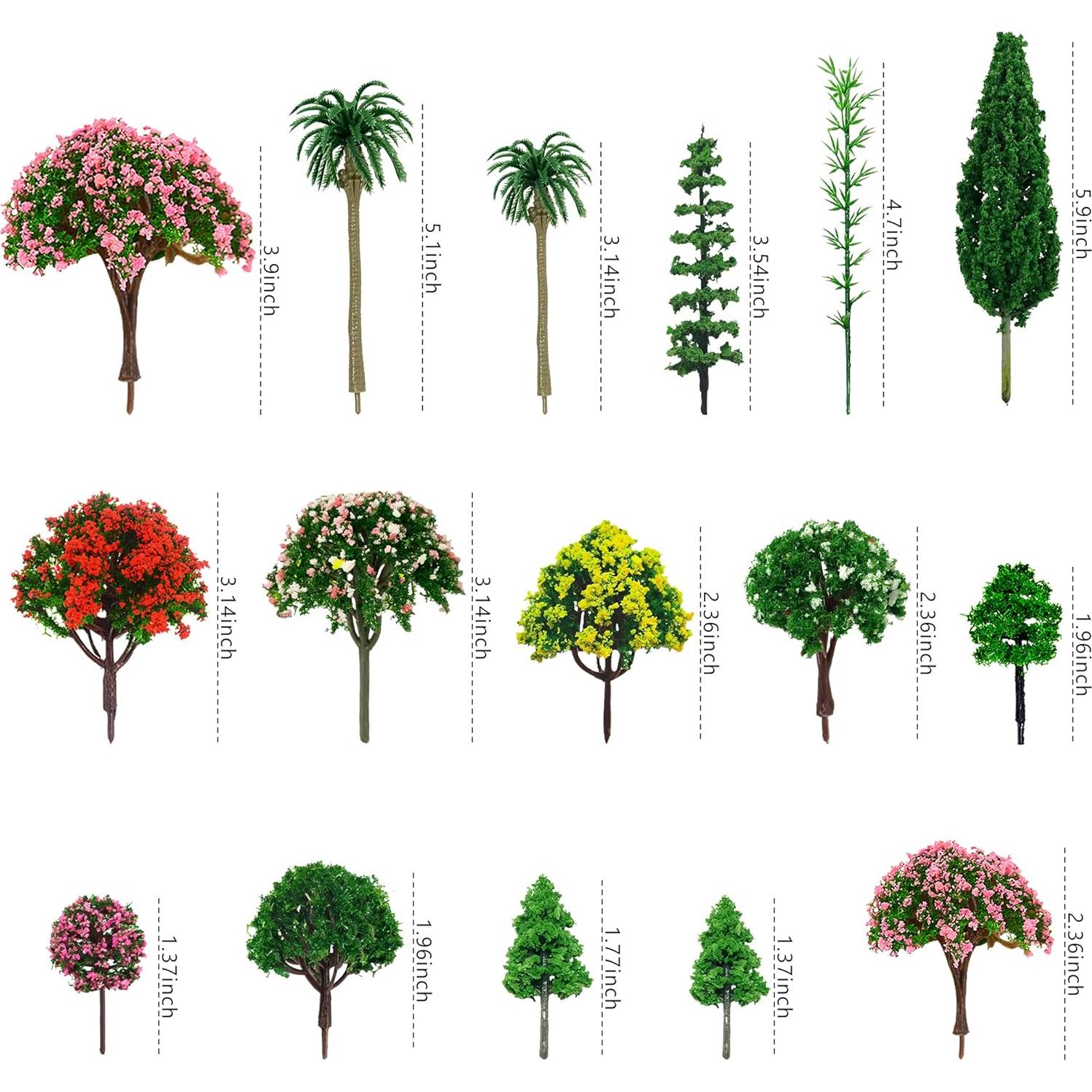 60 Árboles Miniatura Mixtos MOMOONNON para Diorama 3-15 cm