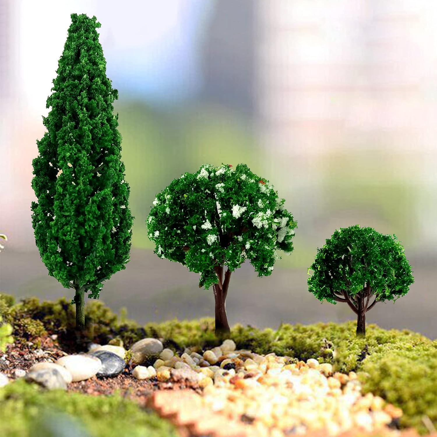 60 Árboles Miniatura Mixtos MOMOONNON para Diorama 3-15 cm