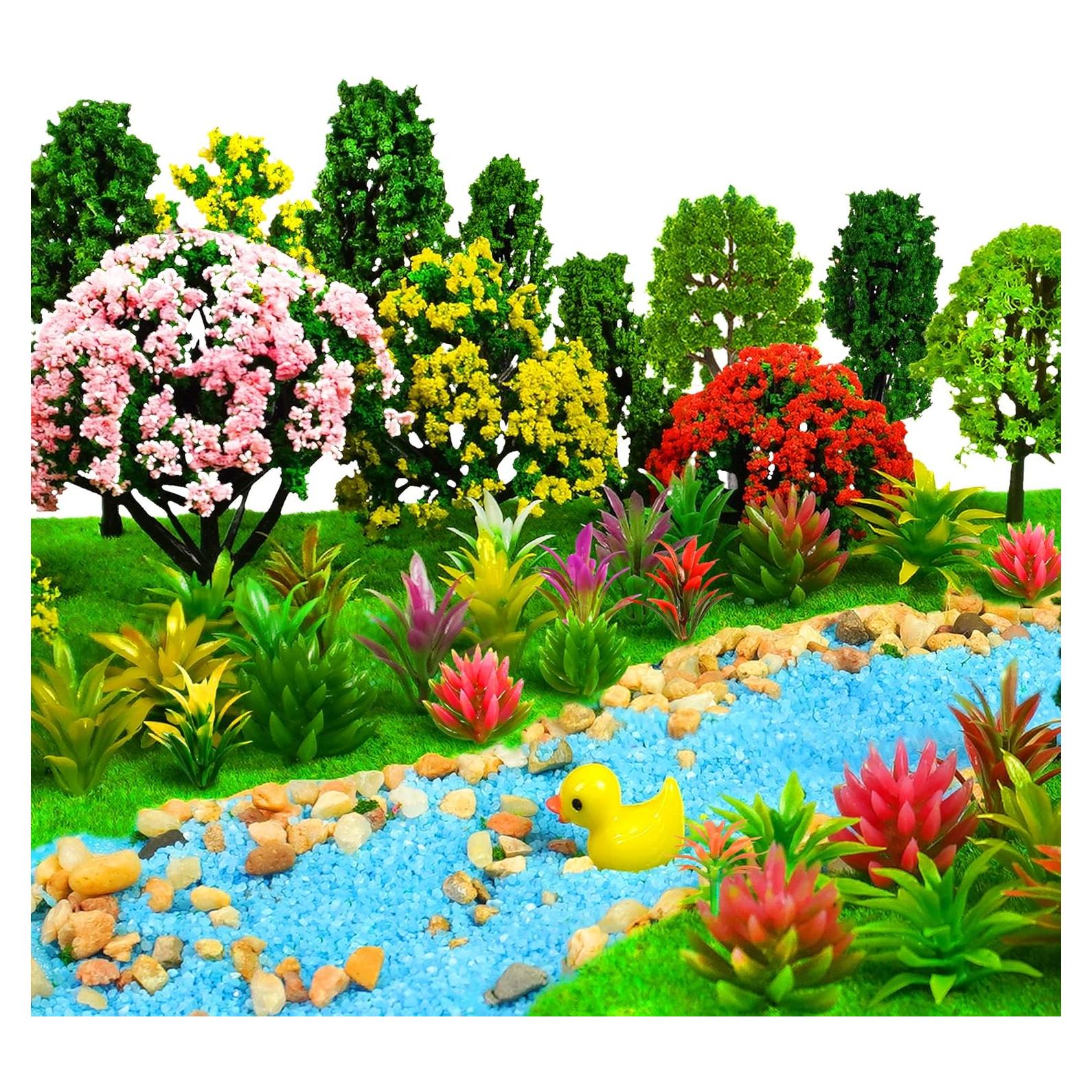 60 Piezas Mini Árboles y Plantas Falsas para Diorama DIY