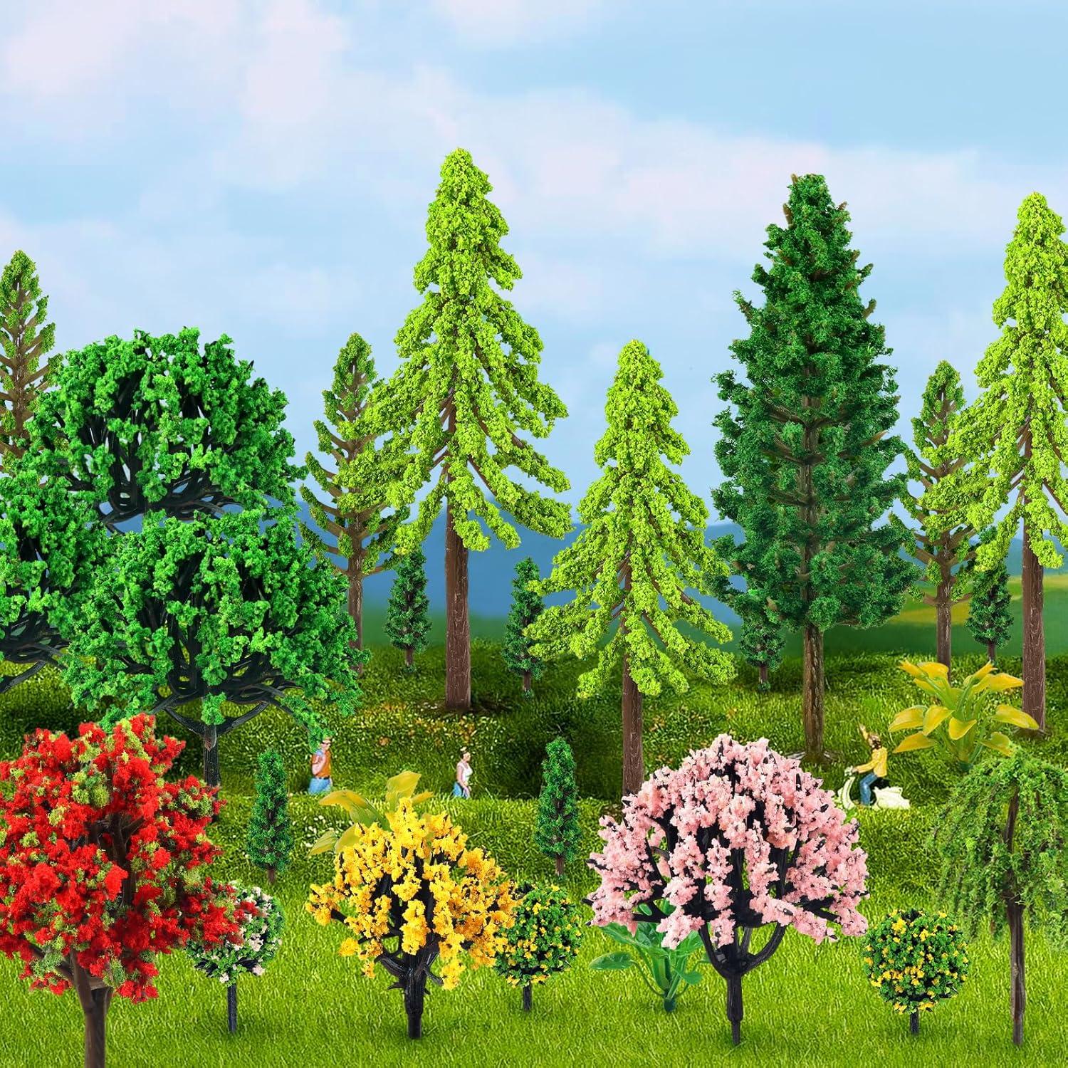 38 Piezas Mini Árboles de Modelo Coloridos QUOZUO 3-9 cm