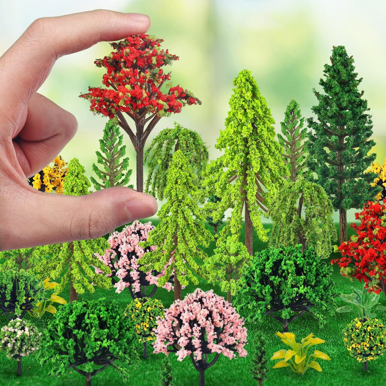 38 Piezas Mini Árboles de Modelo Coloridos QUOZUO 3-9 cm