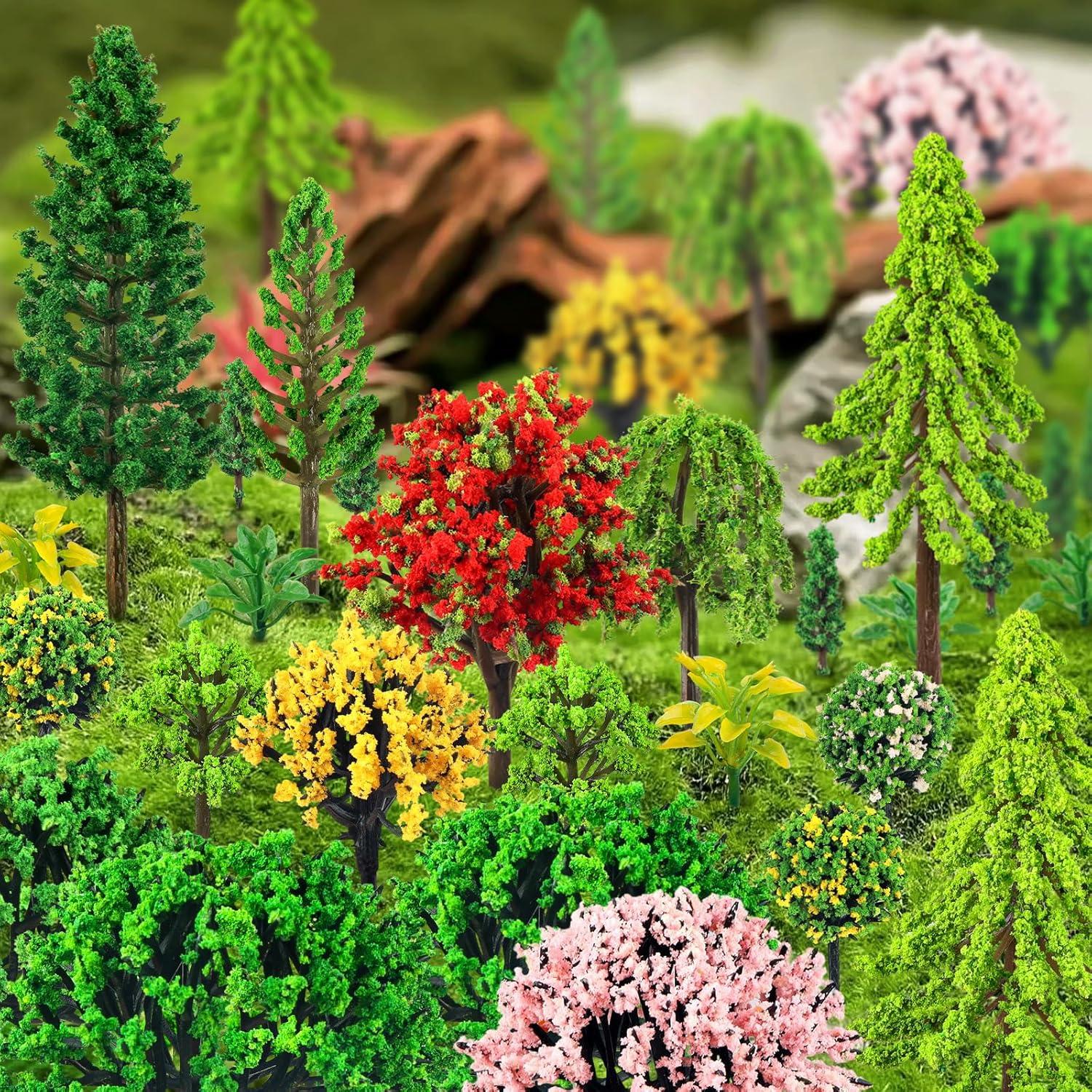38 Piezas Mini Árboles de Modelo Coloridos QUOZUO 3-9 cm