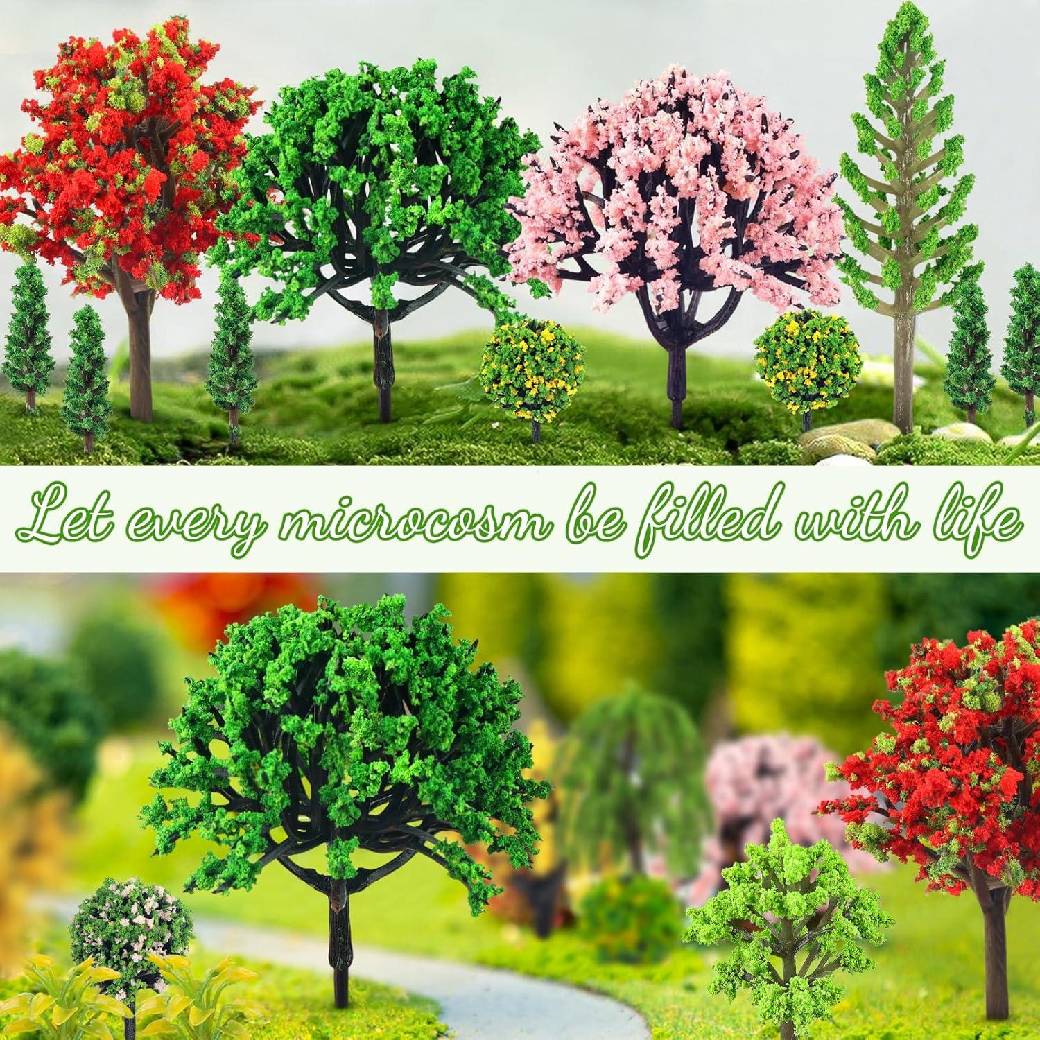 38 Piezas Mini Árboles de Modelo Coloridos QUOZUO 3-9 cm