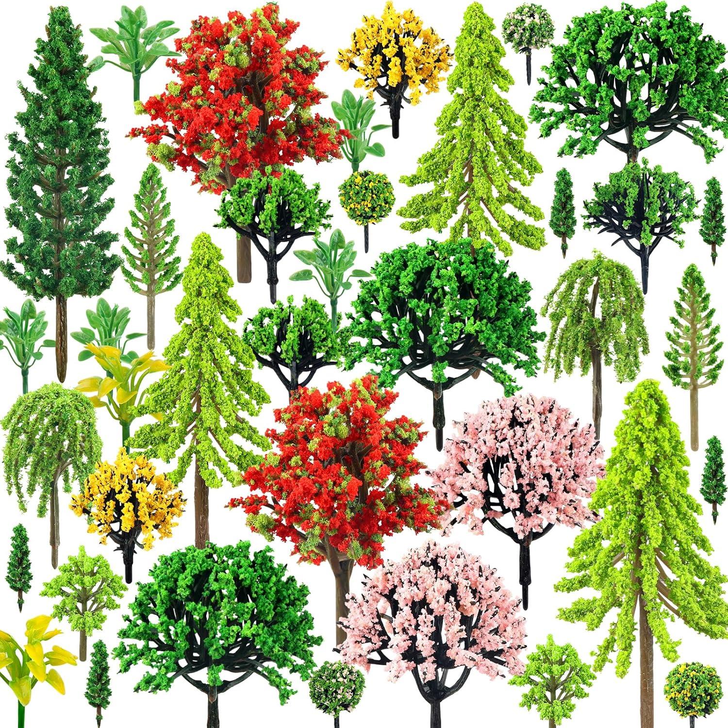 38 Piezas Mini Árboles de Modelo Coloridos QUOZUO 3-9 cm
