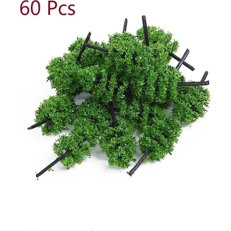 60 Árboles de Modelo Miniatura Plástico para Escenografía