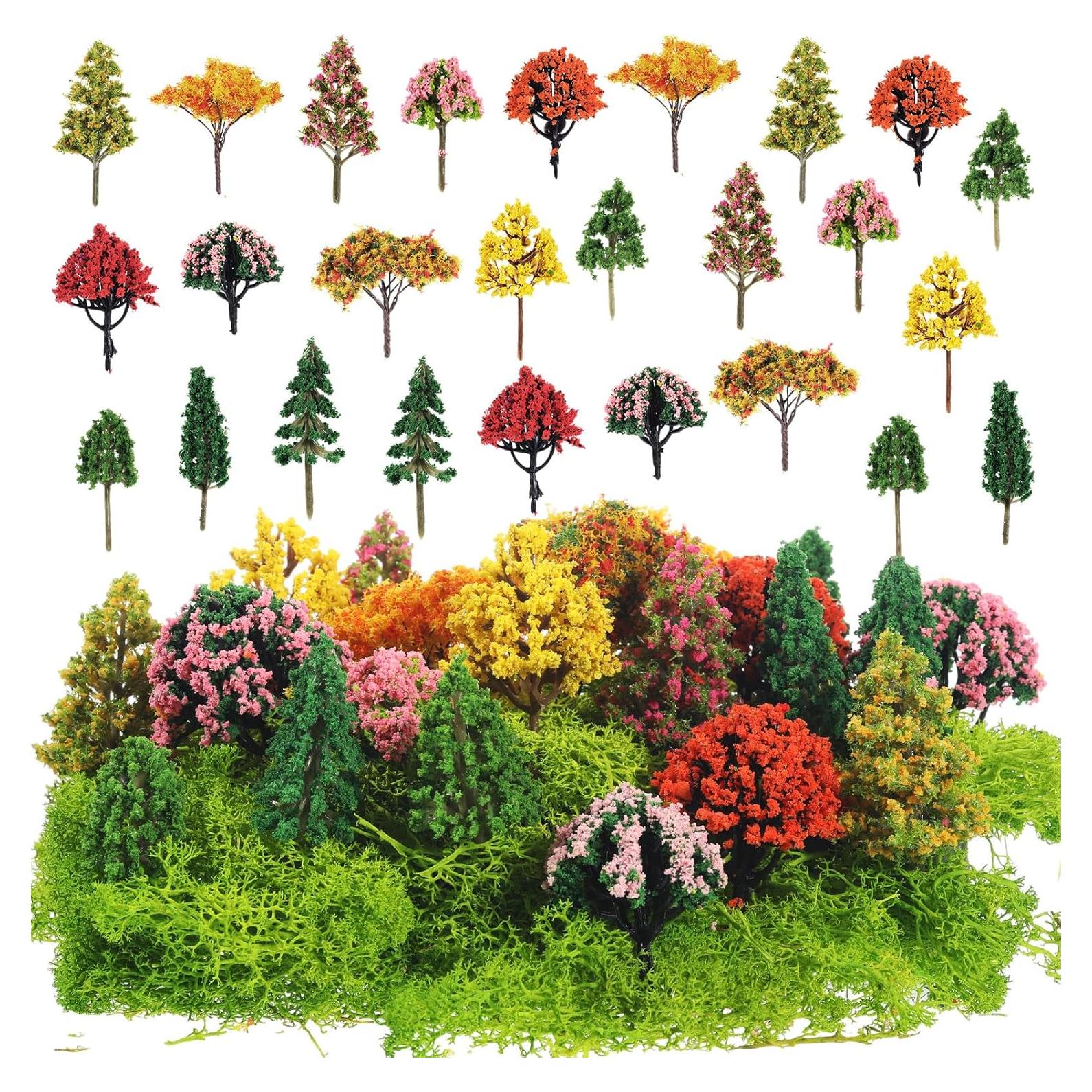 28 Piezas Mini Árboles Plásticos Canlierr para Diorama 4-8 cm