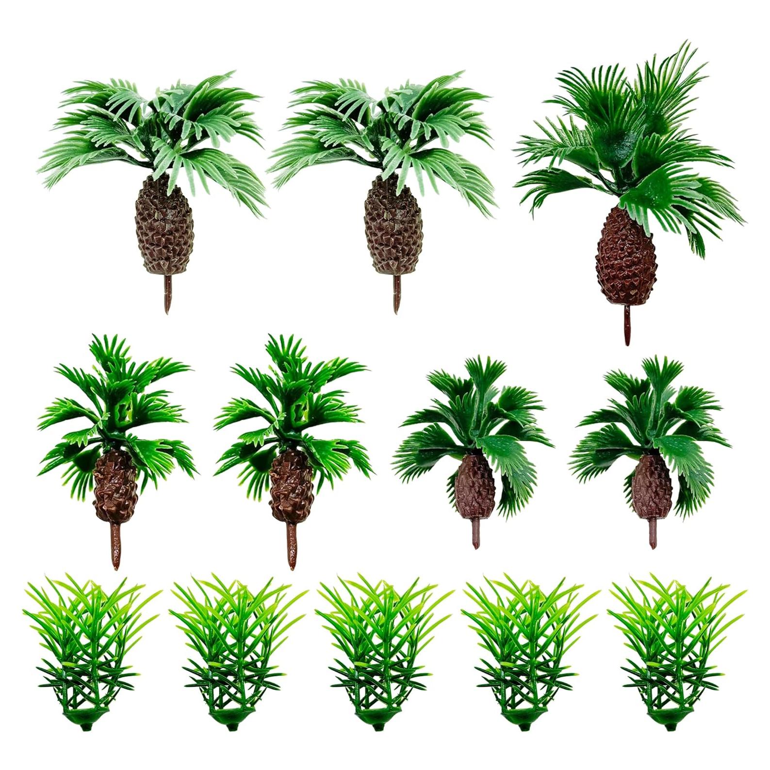 Cayway 12 PCS Árboles Palma de Coco y Césped Miniatura