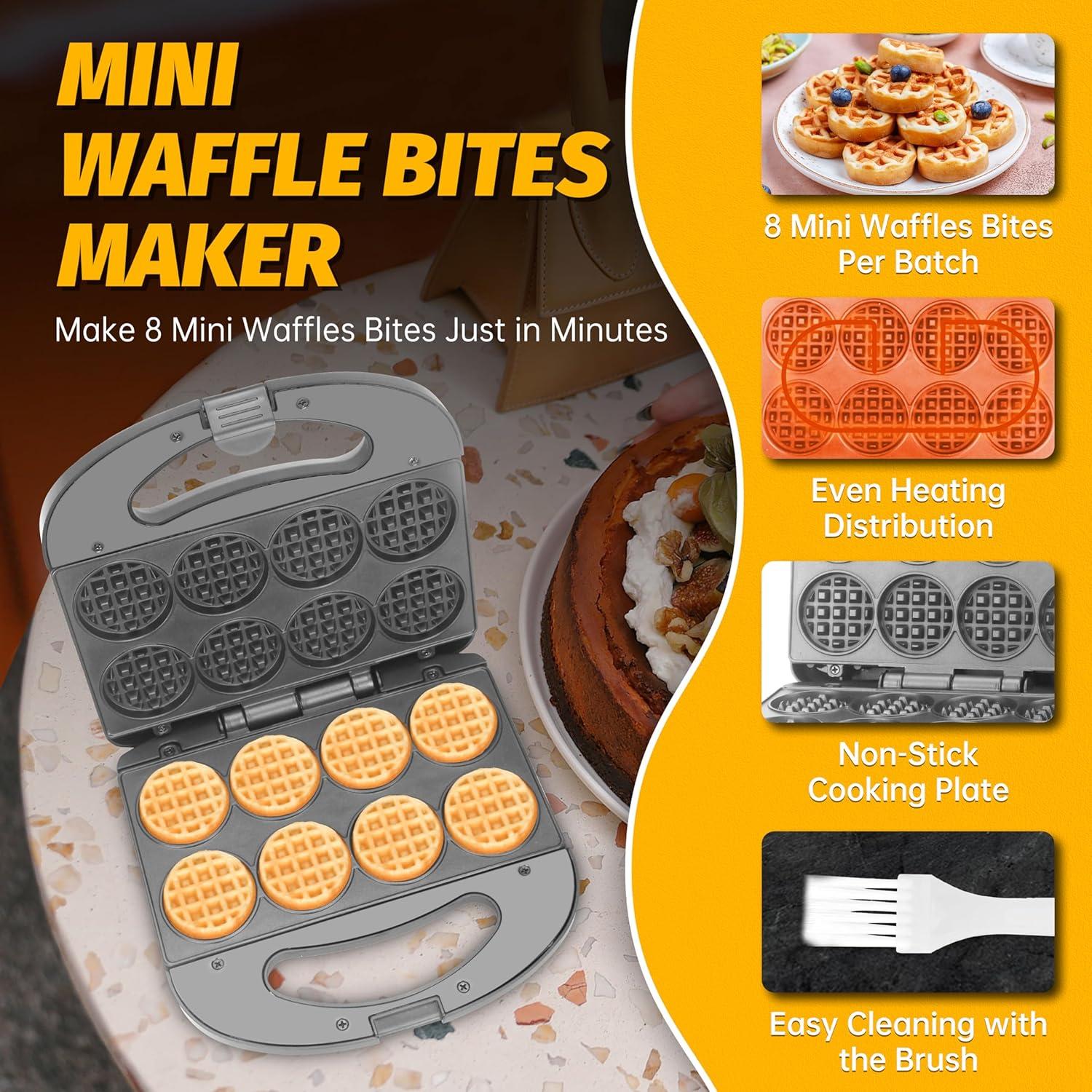 Mini Máquina de Waffles FineMade 8 Pcs Antiadherente