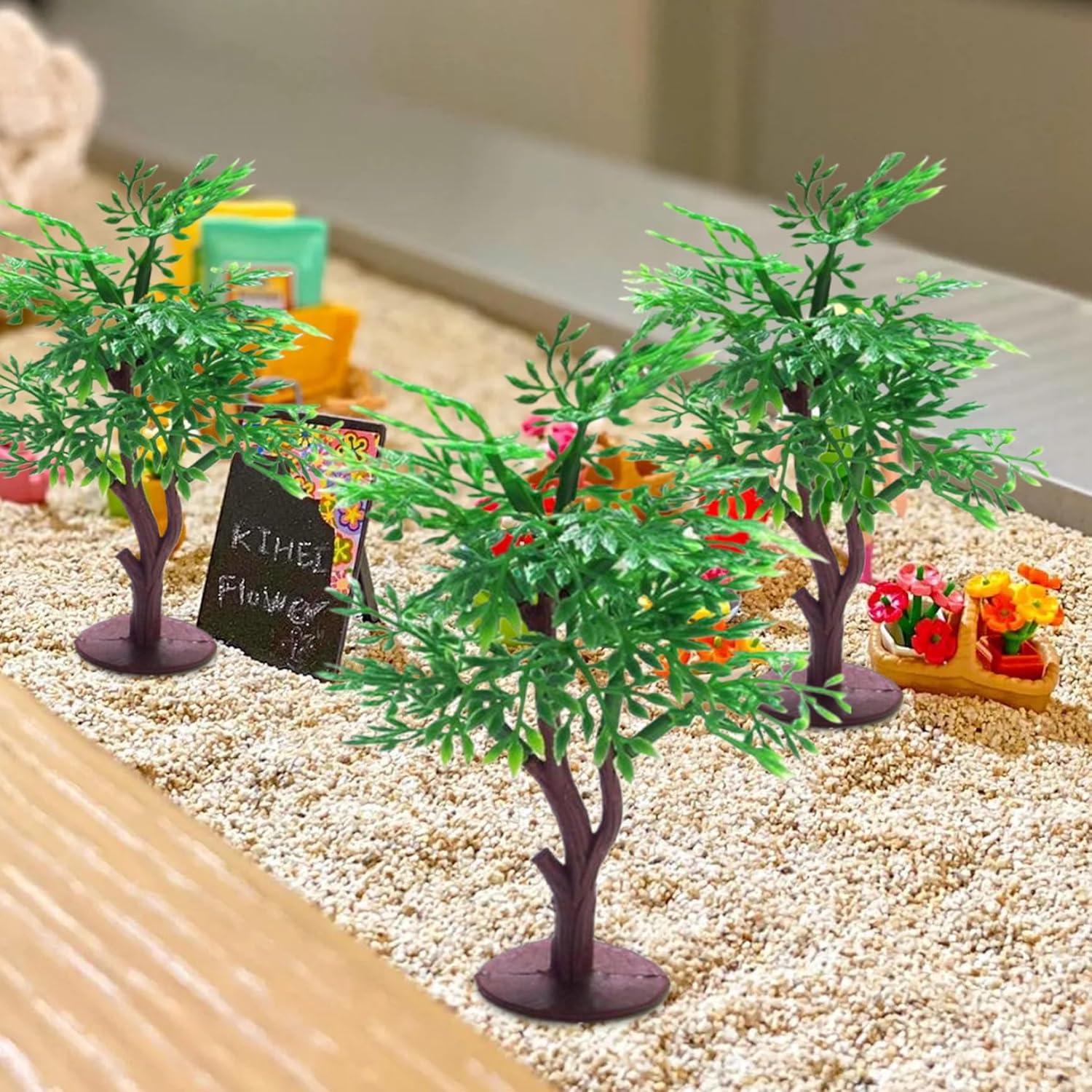 5Pcs Mini Trees, Artificial Plastic Model Trees, Low-Maintenance Multi-Use Little Trees for DIY Crafts Building Model Scenery Landscape, Green