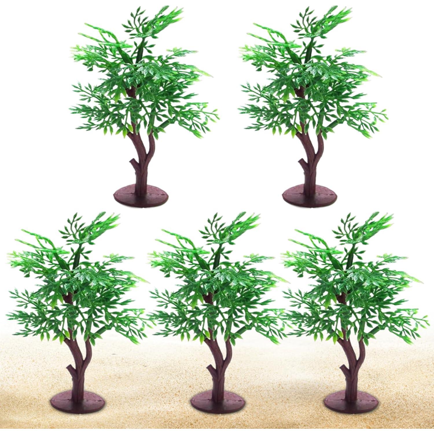 5Pcs Mini Trees, Artificial Plastic Model Trees, Low-Maintenance Multi-Use Little Trees for DIY Crafts Building Model Scenery Landscape, Green