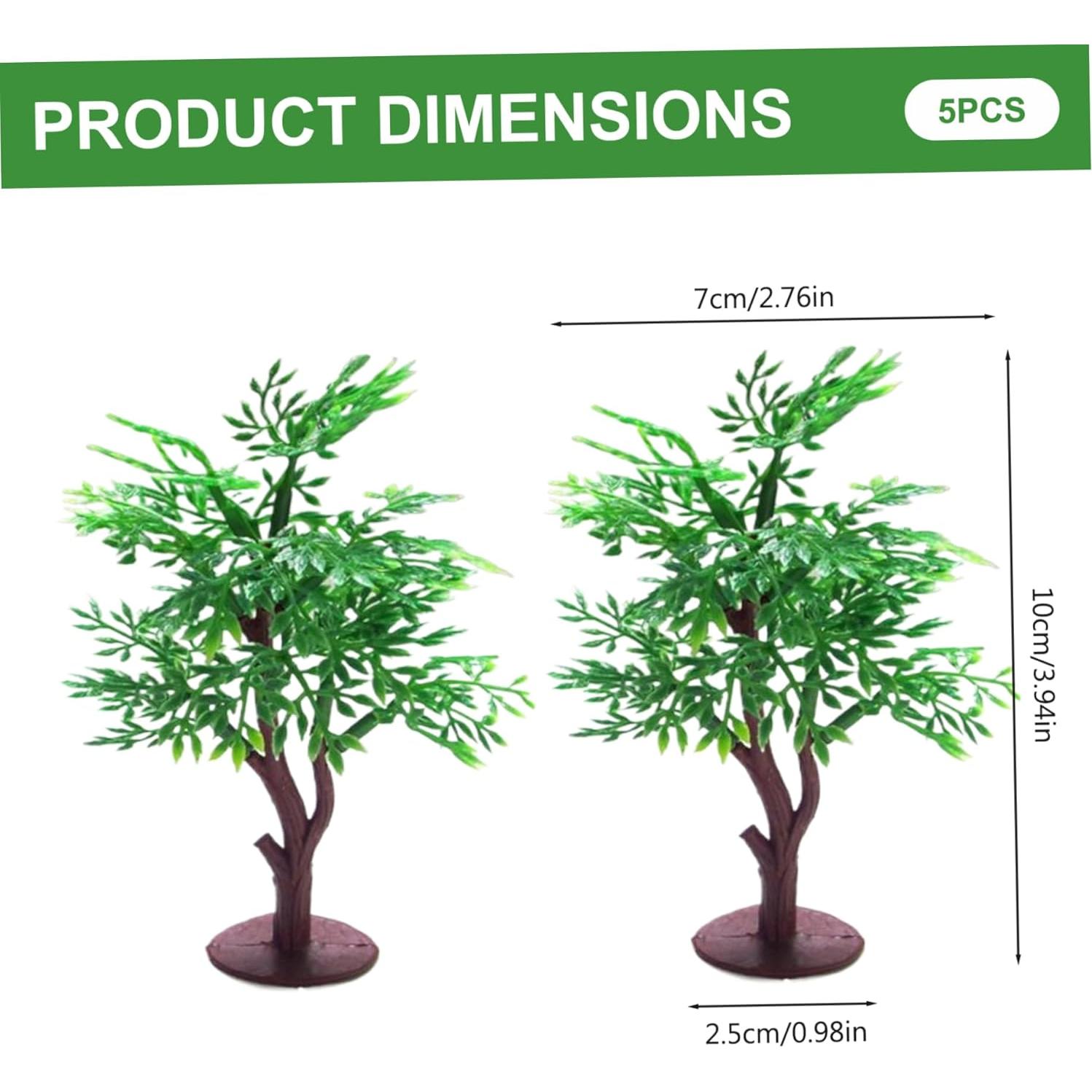 5Pcs Mini Trees, Artificial Plastic Model Trees, Low-Maintenance Multi-Use Little Trees for DIY Crafts Building Model Scenery Landscape, Green