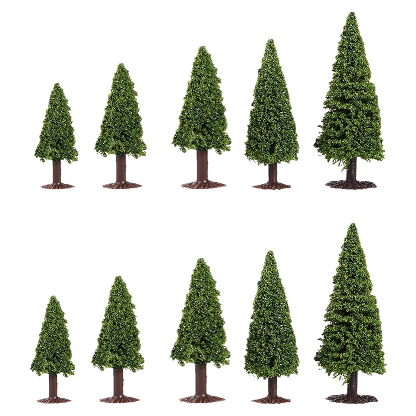 10 Árboles de Cedro alblinsy para Diorama Miniatura Verde