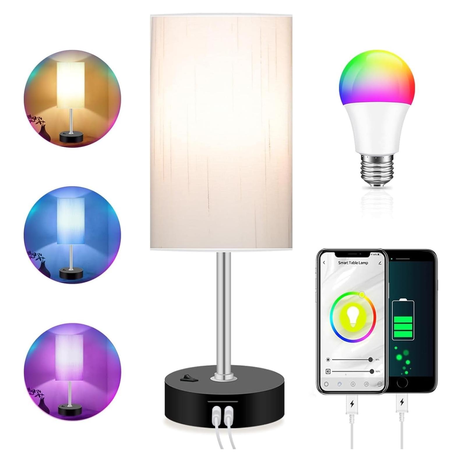 Lámpara de mesa Peteme LED RGB inteligente con USB