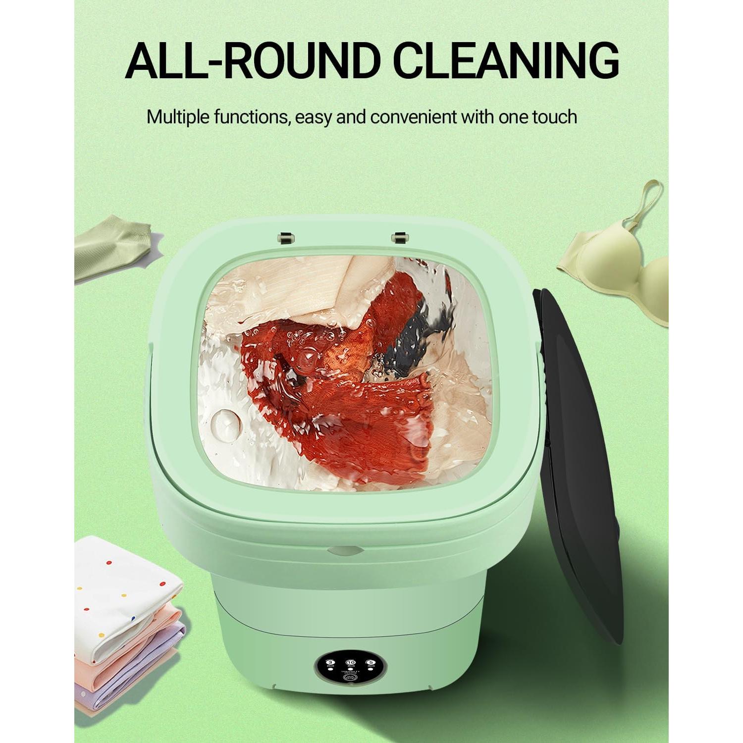 Lavadora Portátil NISHCON 11L Verde Plegable para Camping