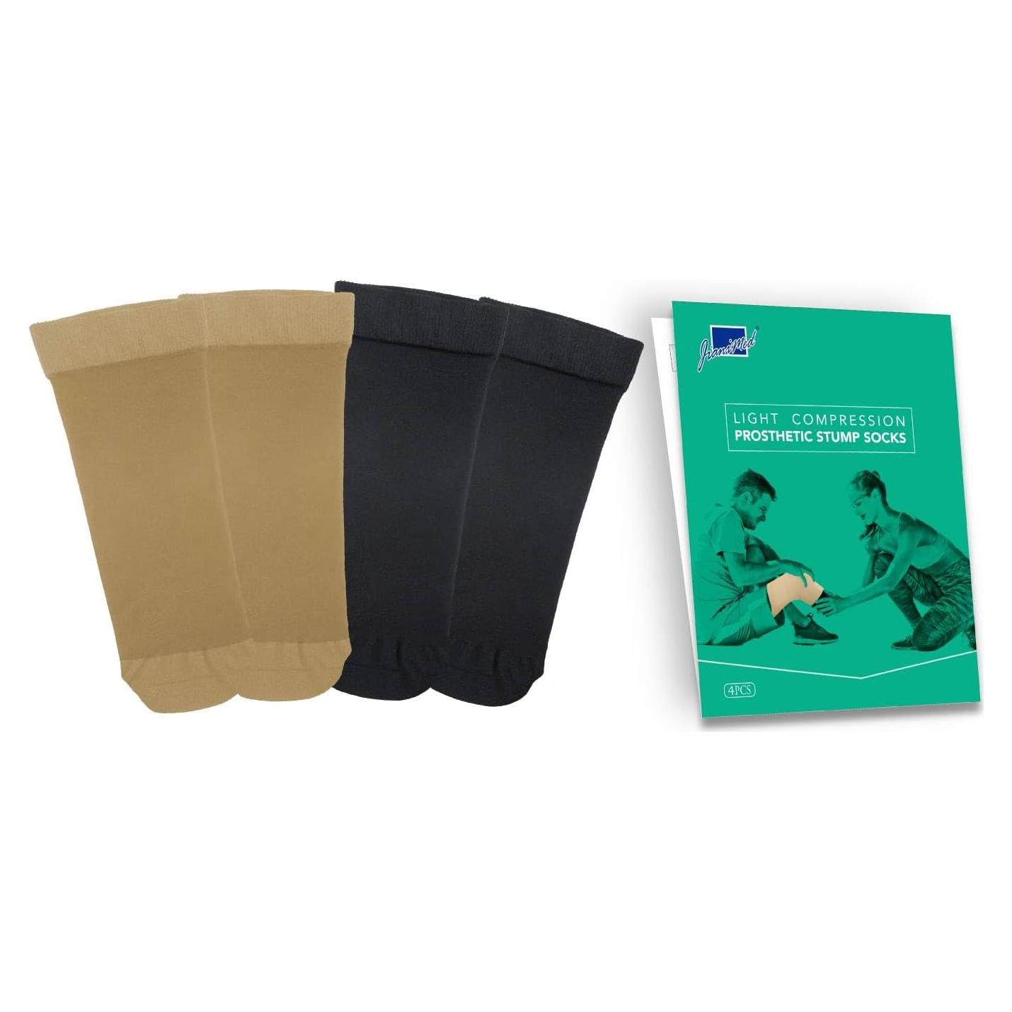 Calcetines Prostéticos JianiMed Beige/Negro 4 PZS Compresión Ligera